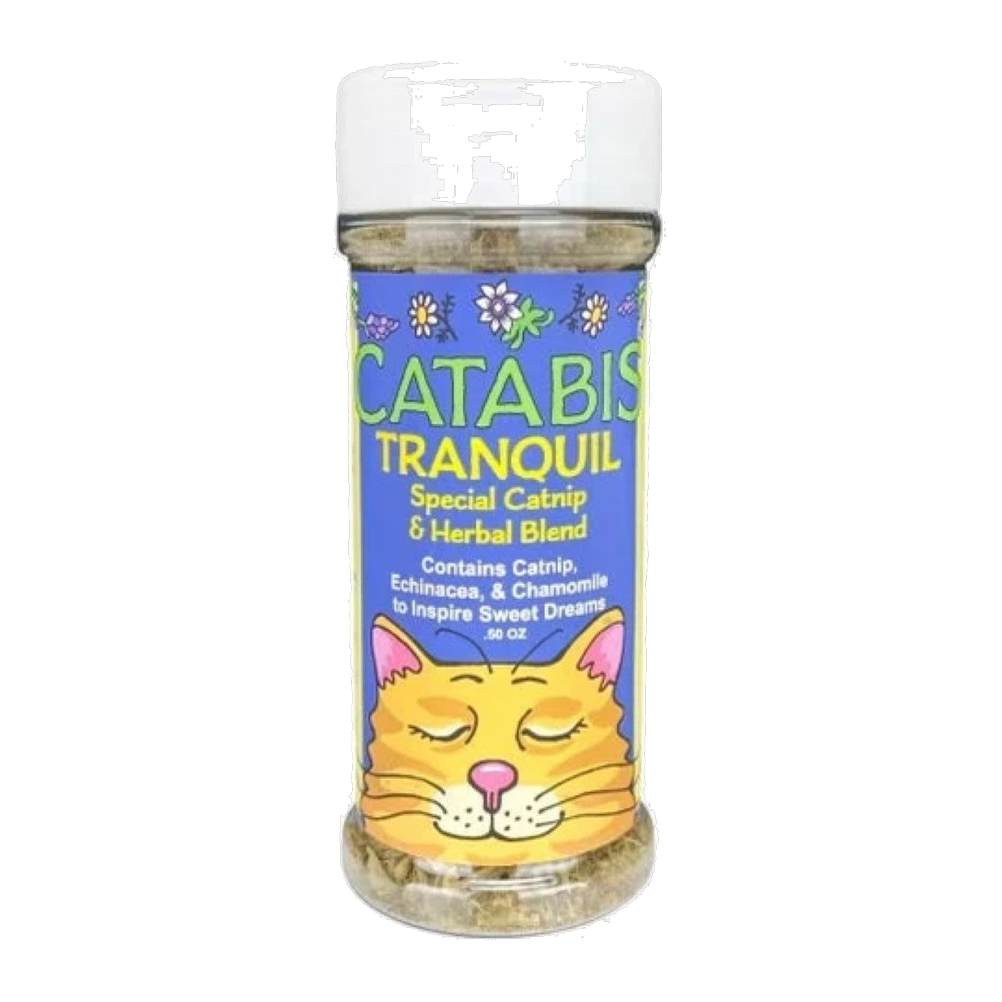 Multipet Catabis Tranquil special catnip and herbal blend .50 oz shaker jar with catnip, echinacea, and chamomile