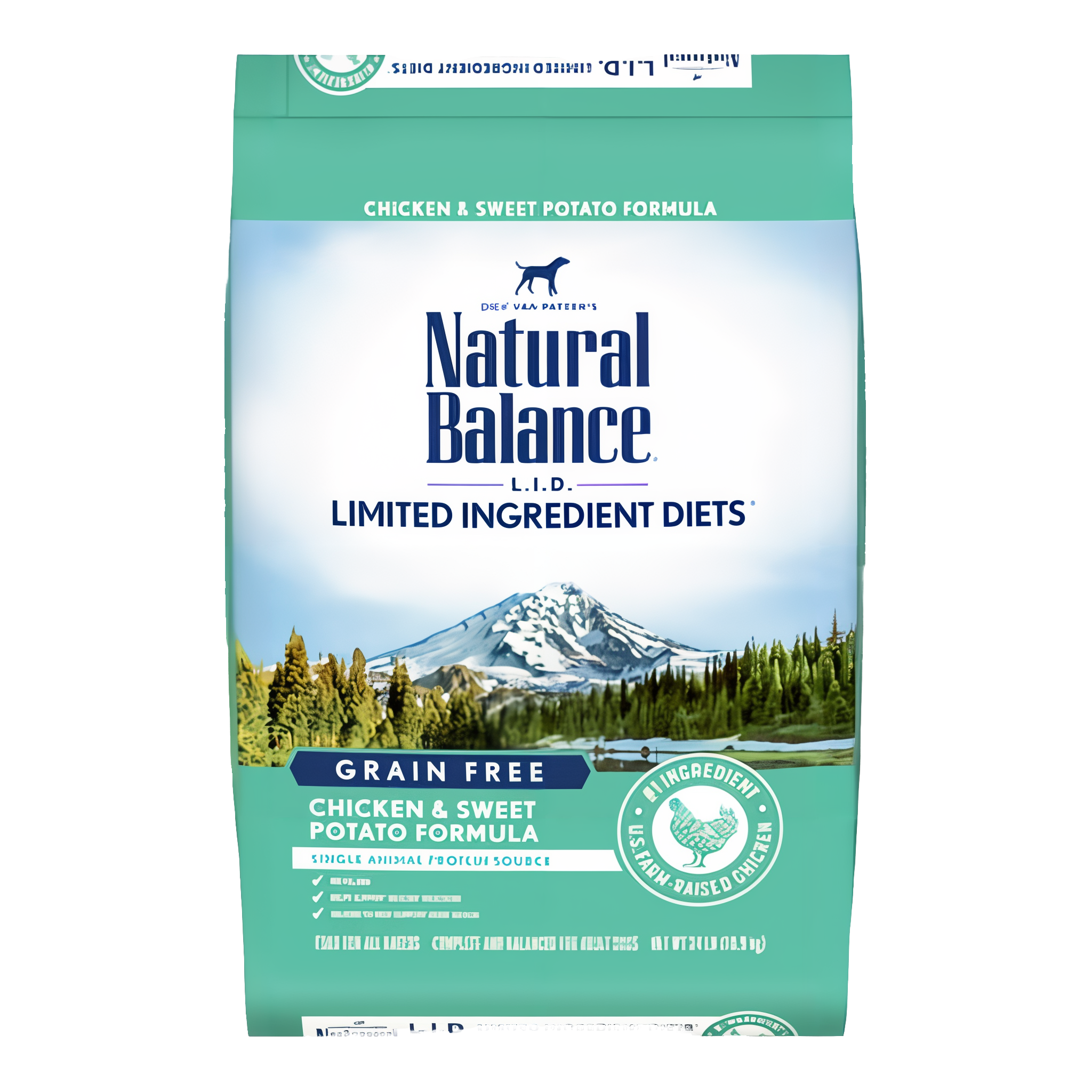 Natural Balance L.I.D. Chicken and Sweet Potato dry dog food, 24 lb bag.
