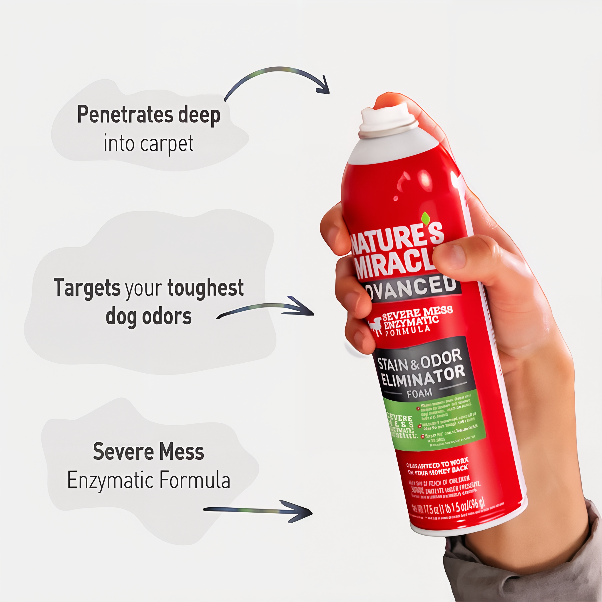 Nature's Miracle Advanced Stain and Odor Eliminator Foam Dog adv dog sofoam g06 benefits