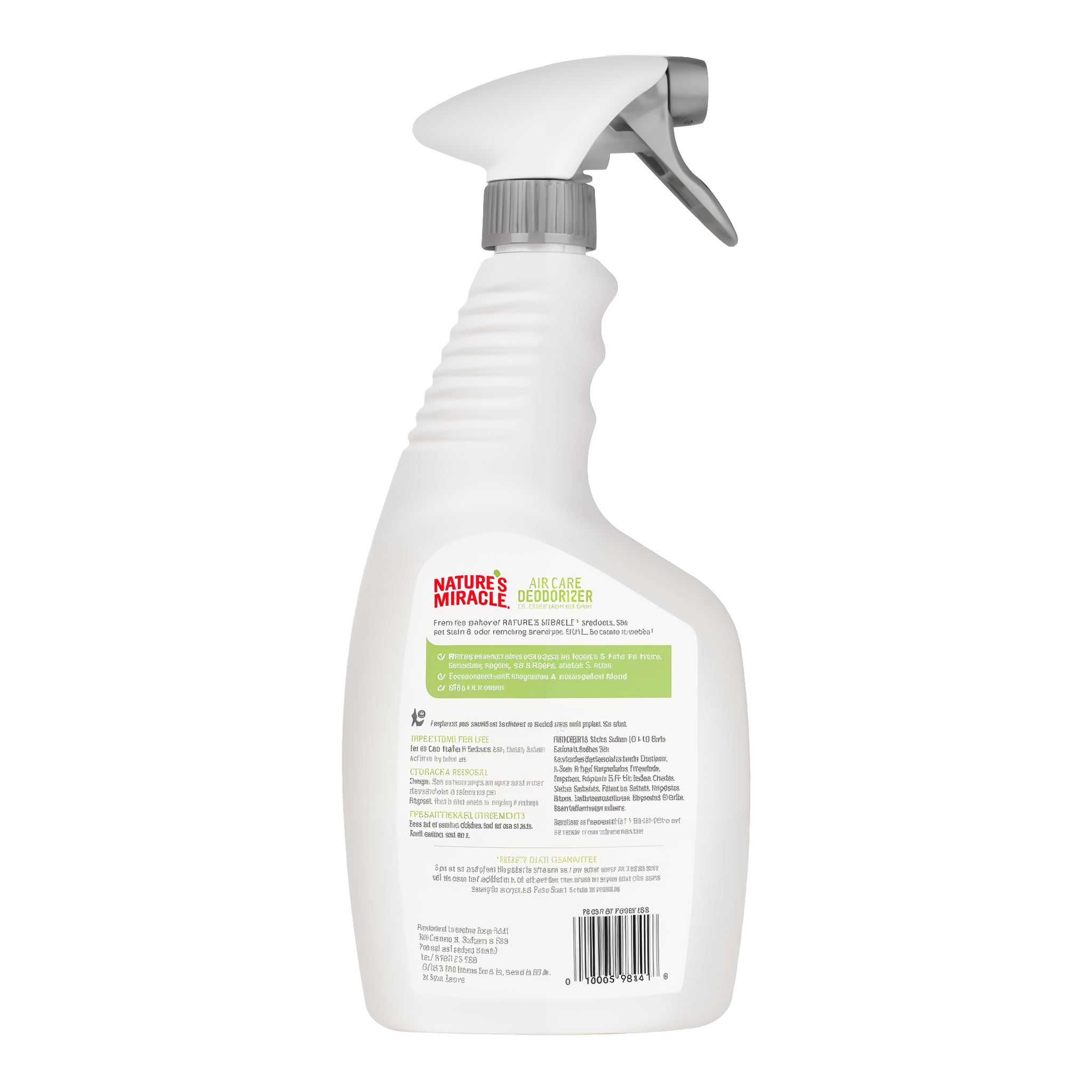 Nature's Miracle Air Care Fabric and Surface Spray Aloe Rain Scent Pet Odor Eliminator Deodorizer aircare deodorizers aloerain 24oz g02 back