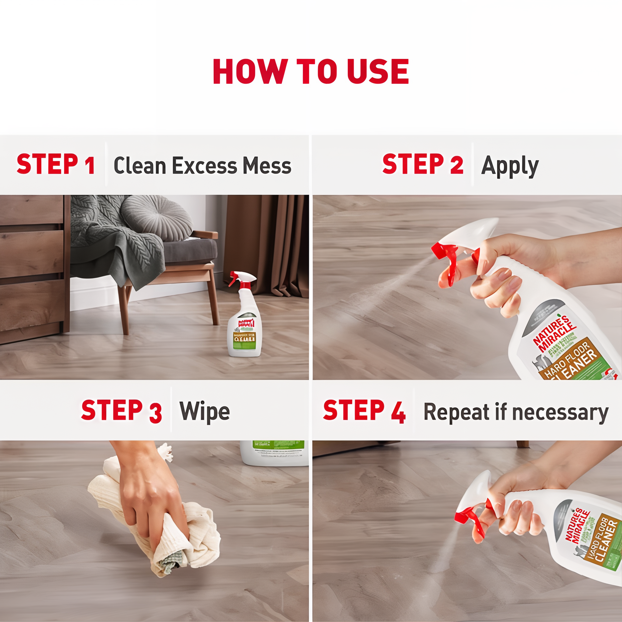 Nature's Miracle Dual-Action Hard Floor Cleaner apc hardfloorcleaner rtu 24oz g05 howtouse