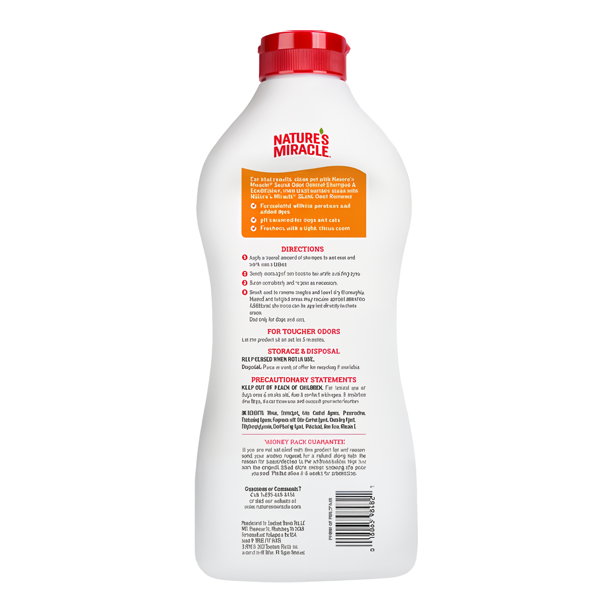 Bottle back with directions, ingredients, and precautionary statements