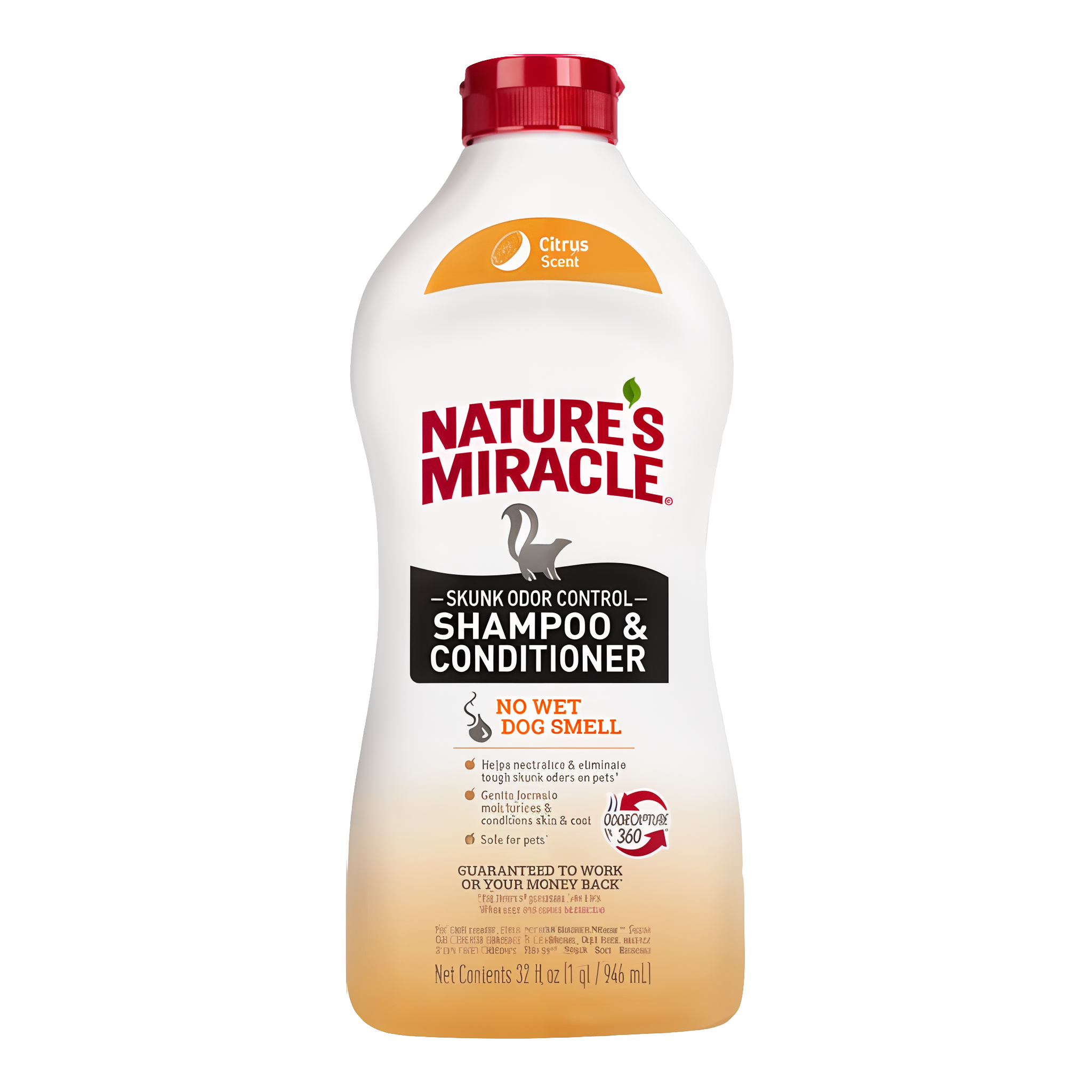 Nature's Miracle Skunk Odor Control Shampoo and Conditioner citrus scent 32 fl oz bottle package front #Citrus