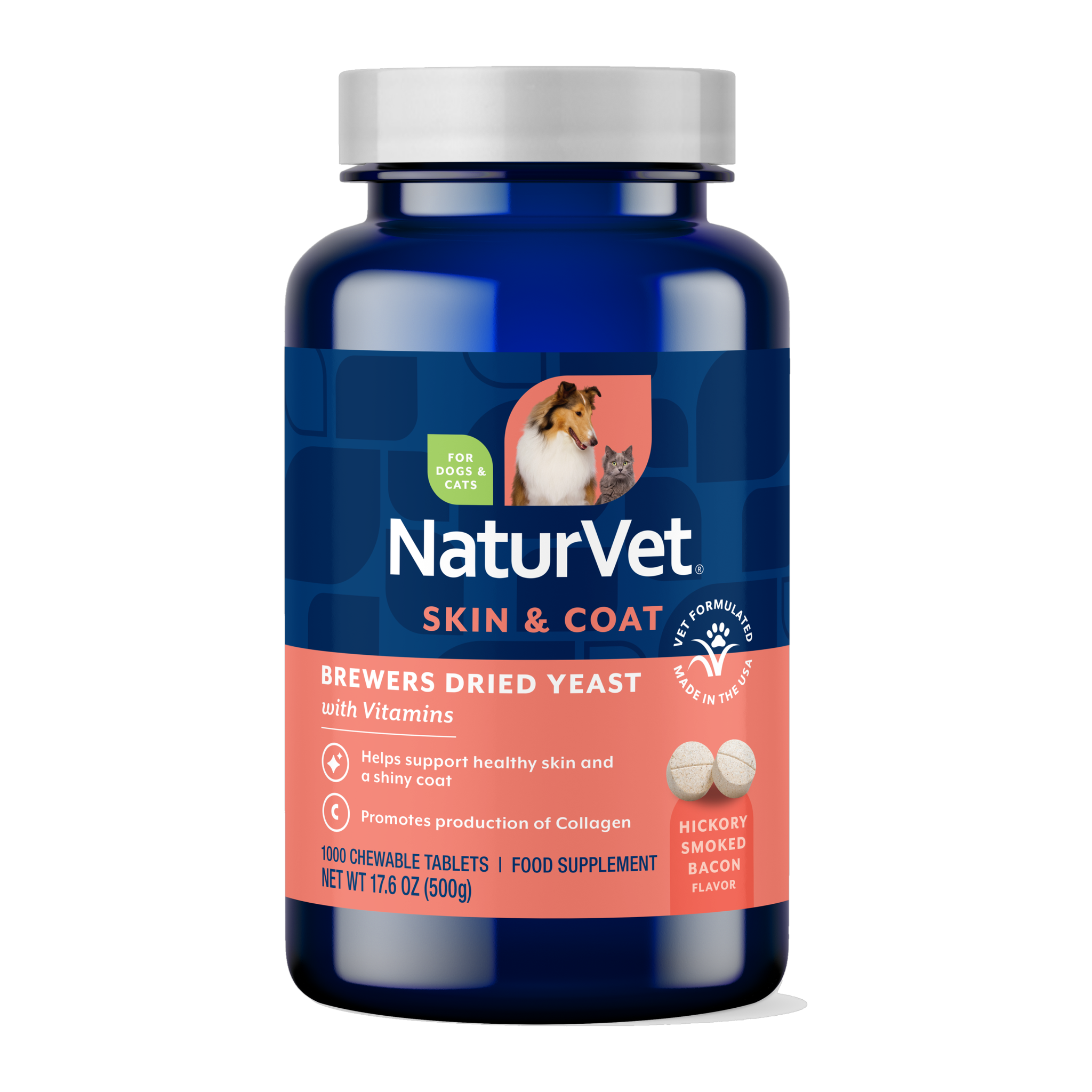 NaturVet Brewers Dried Yeast with Vitamins Chewable Tablets container front