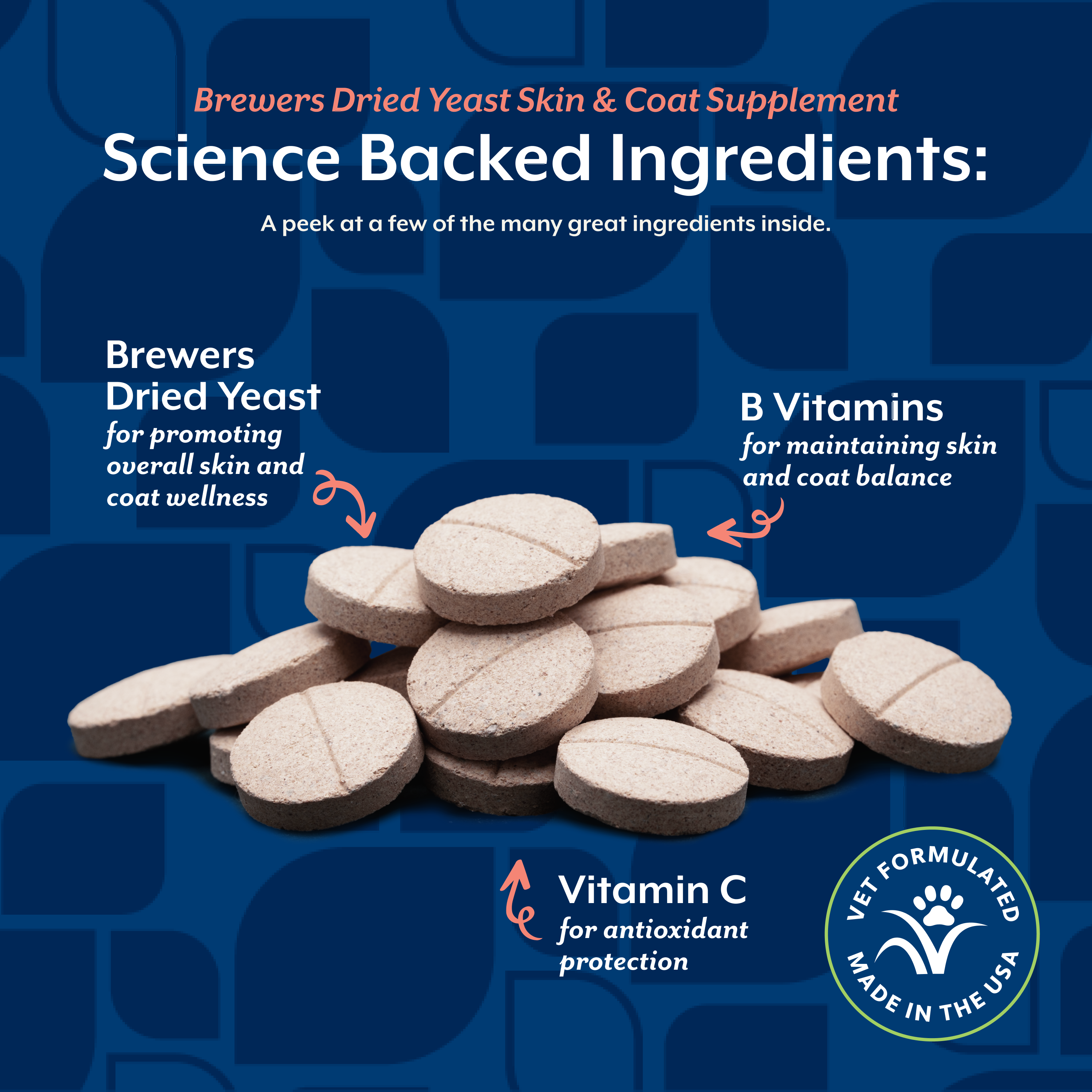 Science backed ingredients in Brewers Dried Yeast including brewers yeast, B vitamins and vitamin C