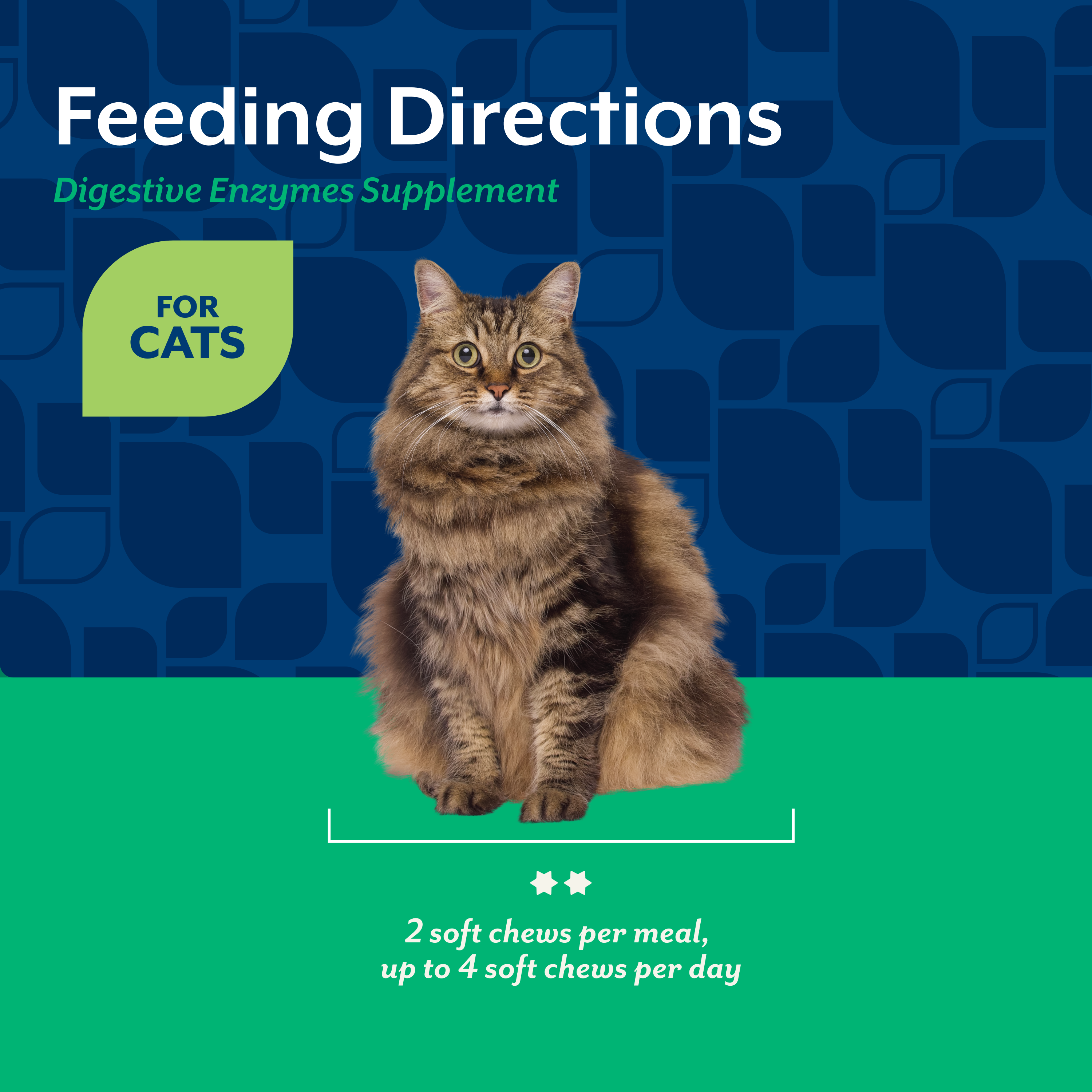 Feeding directions for cats: 2 soft chews per meal, up to 4 soft chews per day