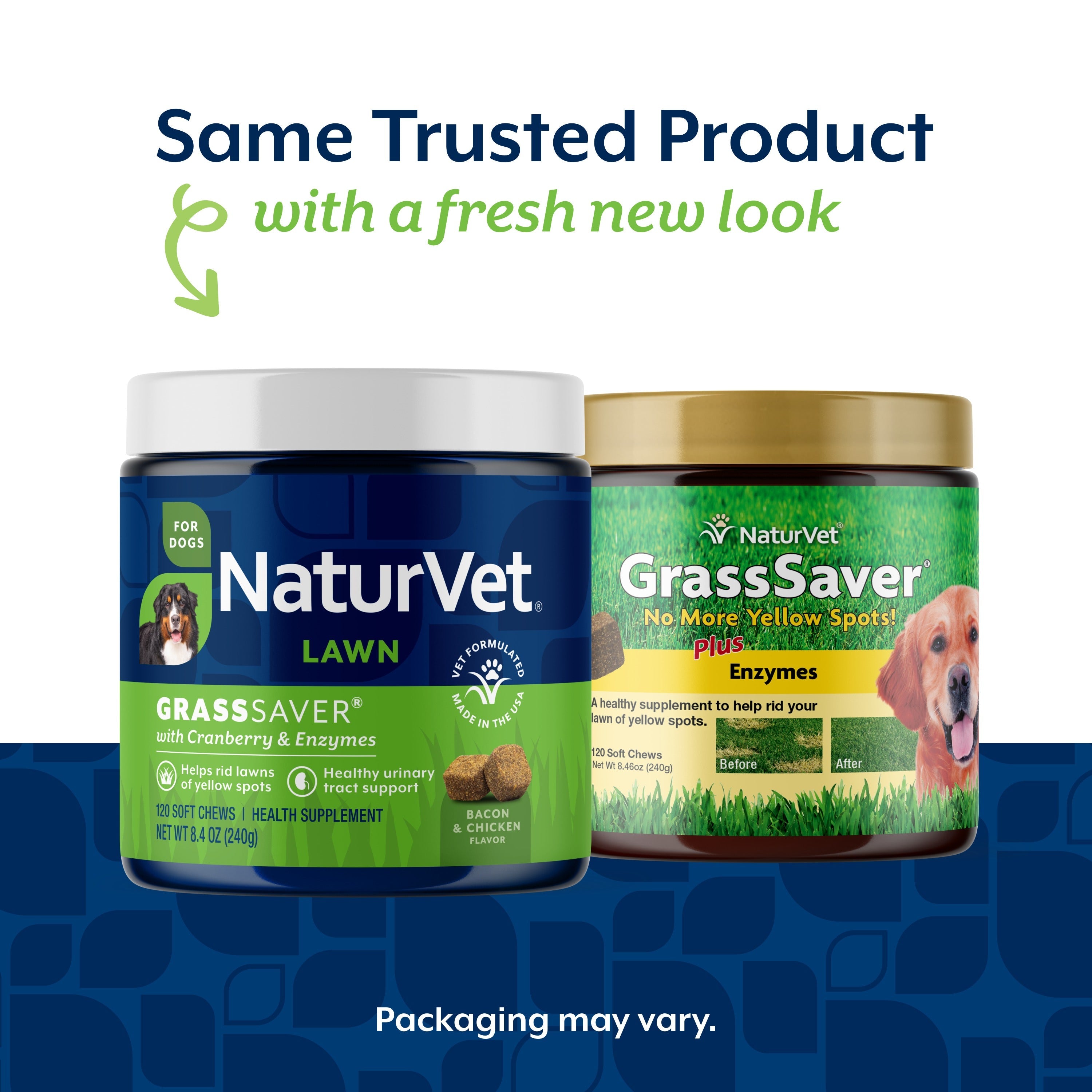 NaturVet GrassSaver Soft Chews for dogs — same trusted formula in a fresh new label