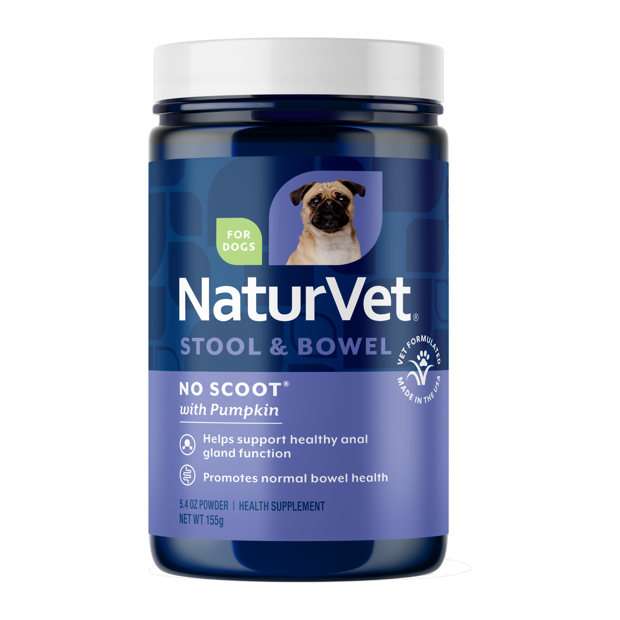 5.4 oz jar of NaturVet No Scoot Powder with pumpkin for dogs