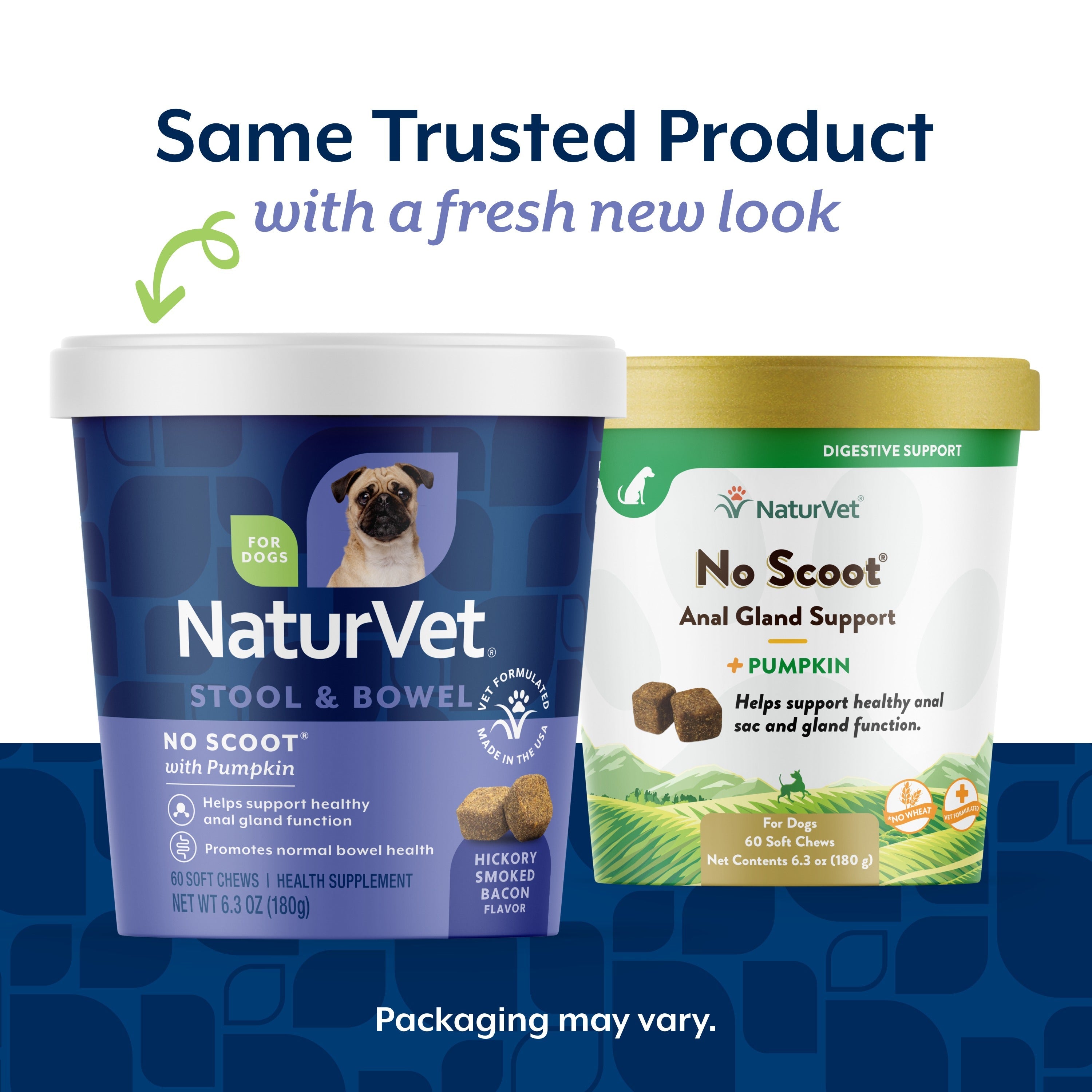 NaturVet No Scoot Soft Chews for dogs — same trusted formula in a fresh new label