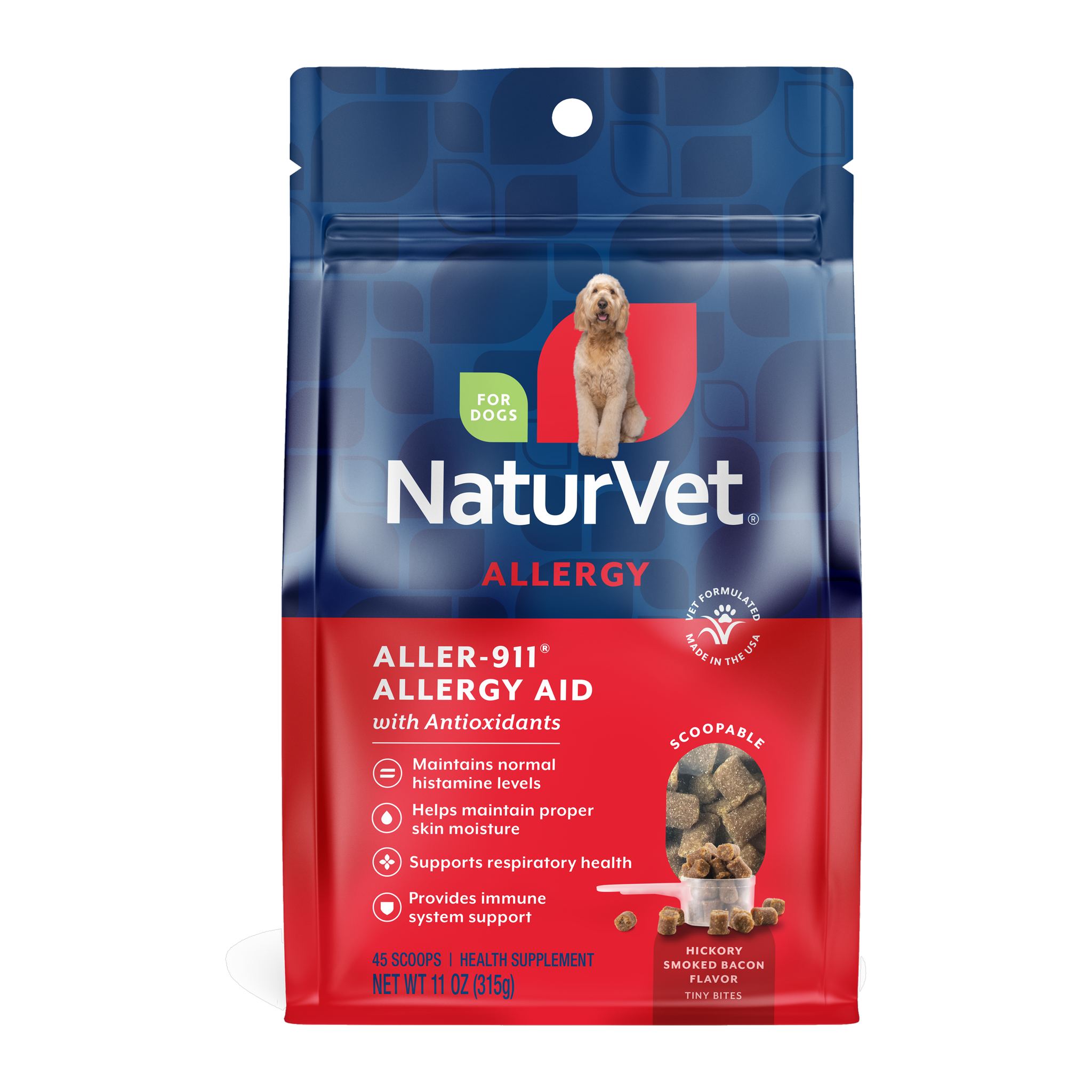 NaturVet Aller-911 Allergy Aid Scoopable Tiny Bites, 11 oz bag, front #Per Unit