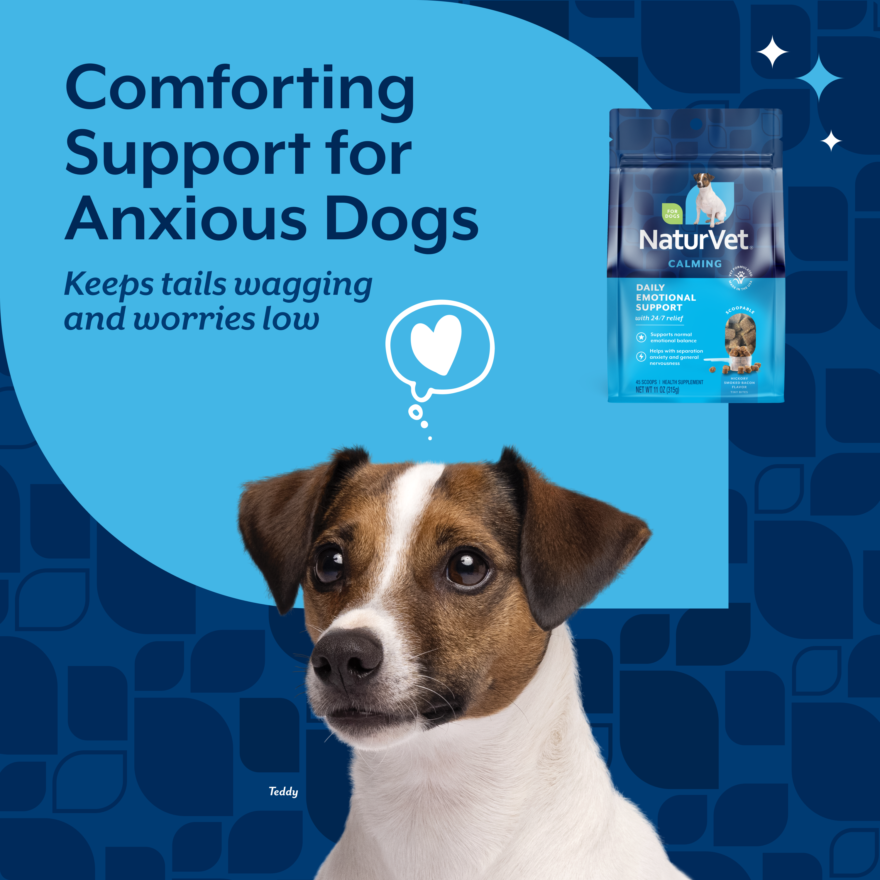 Benefit overview panel for NaturVet Daily Emotional Support Calming Scoopable Tiny Bites