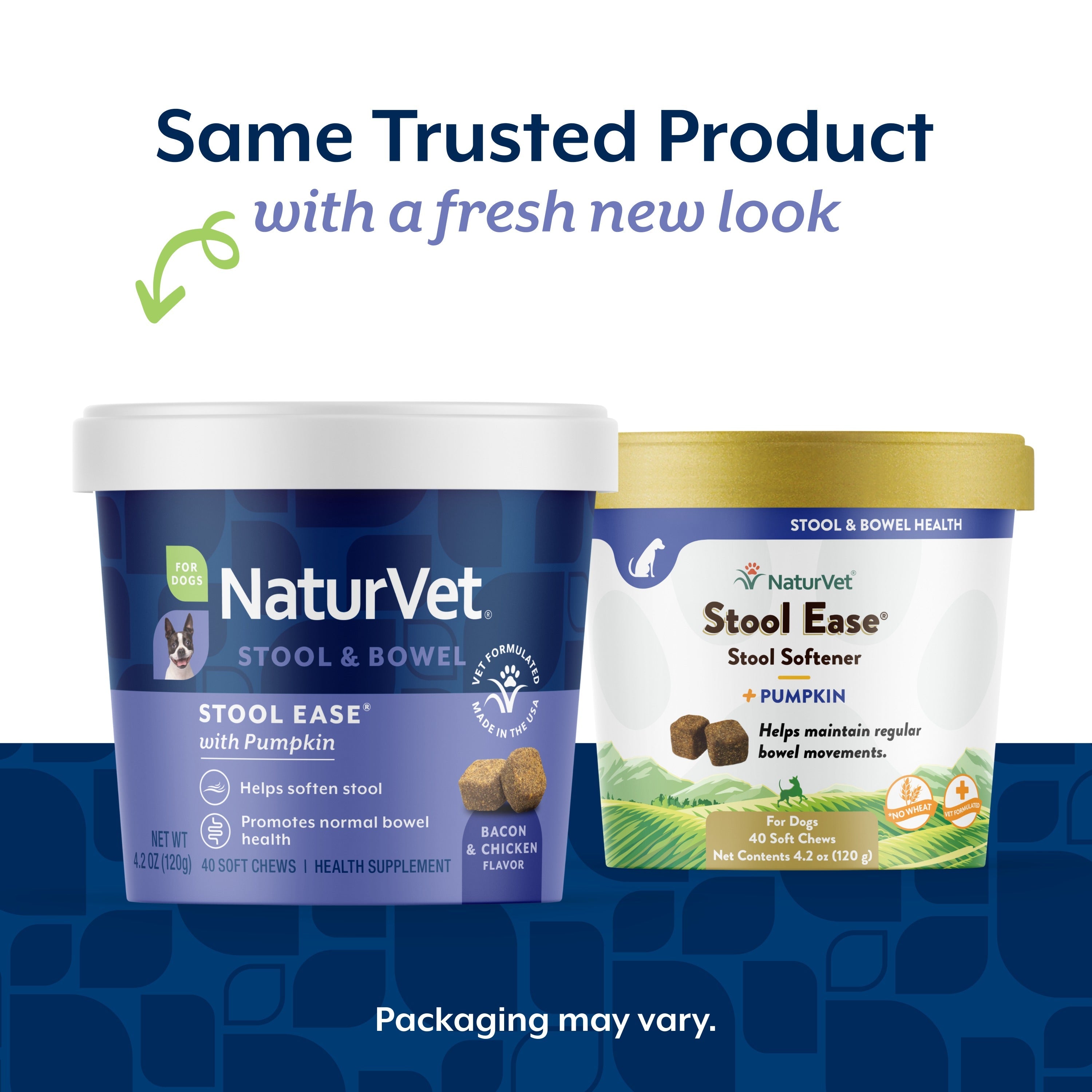 NaturVet Stool Ease Soft Chews for dogs — same trusted formula in a fresh new label