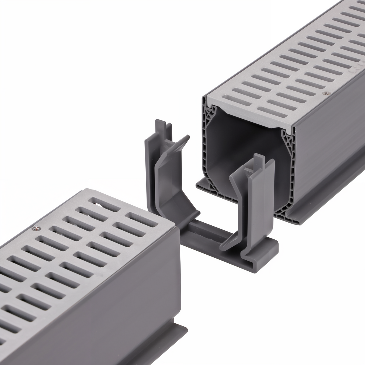 NDS Mini Channel Drain Grate 2-3/4 in. x 3 ft. Gray -- detail