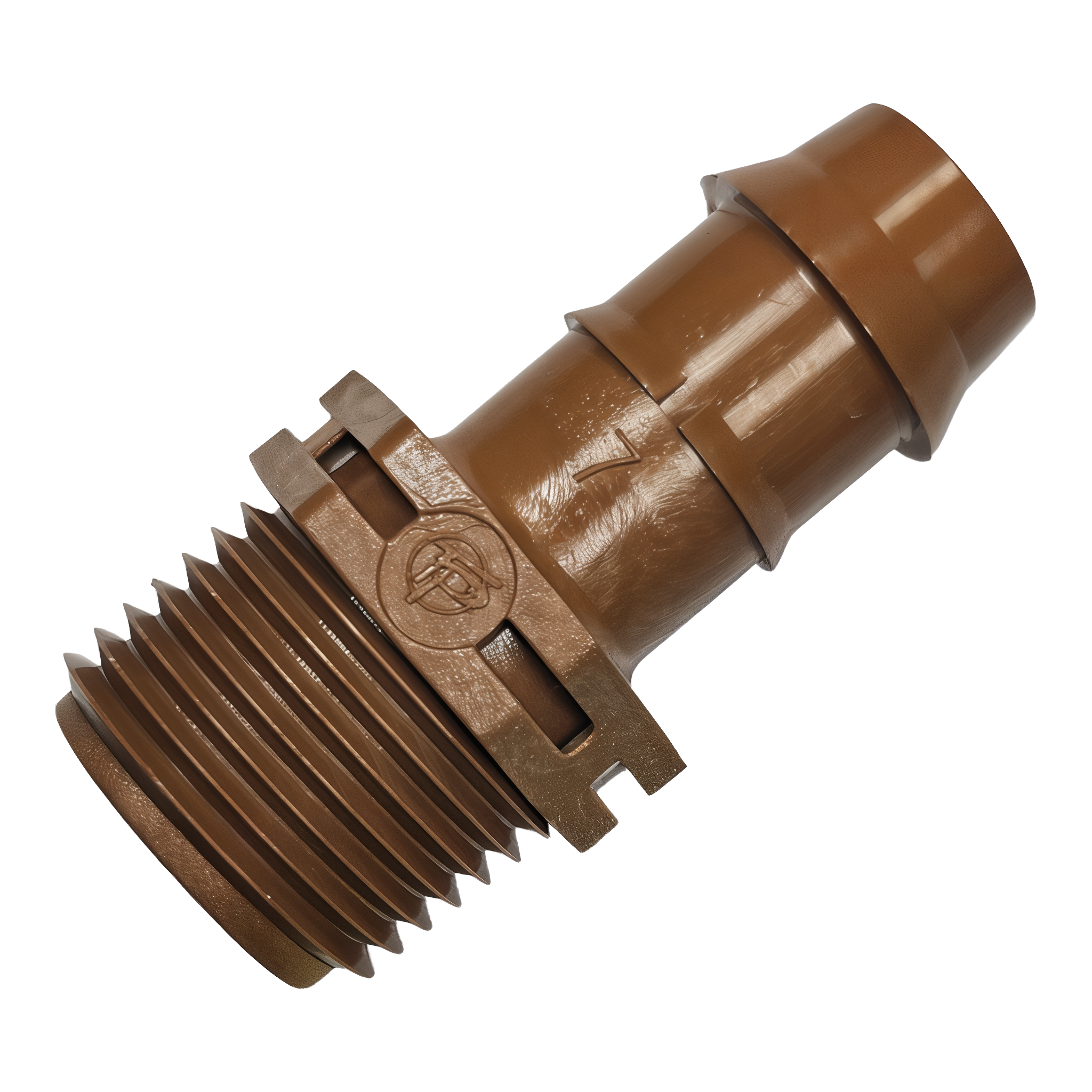 Netafim Techline TL050MA 17mm to 1/2 inch male NPT adapter angled view showing male thread profile