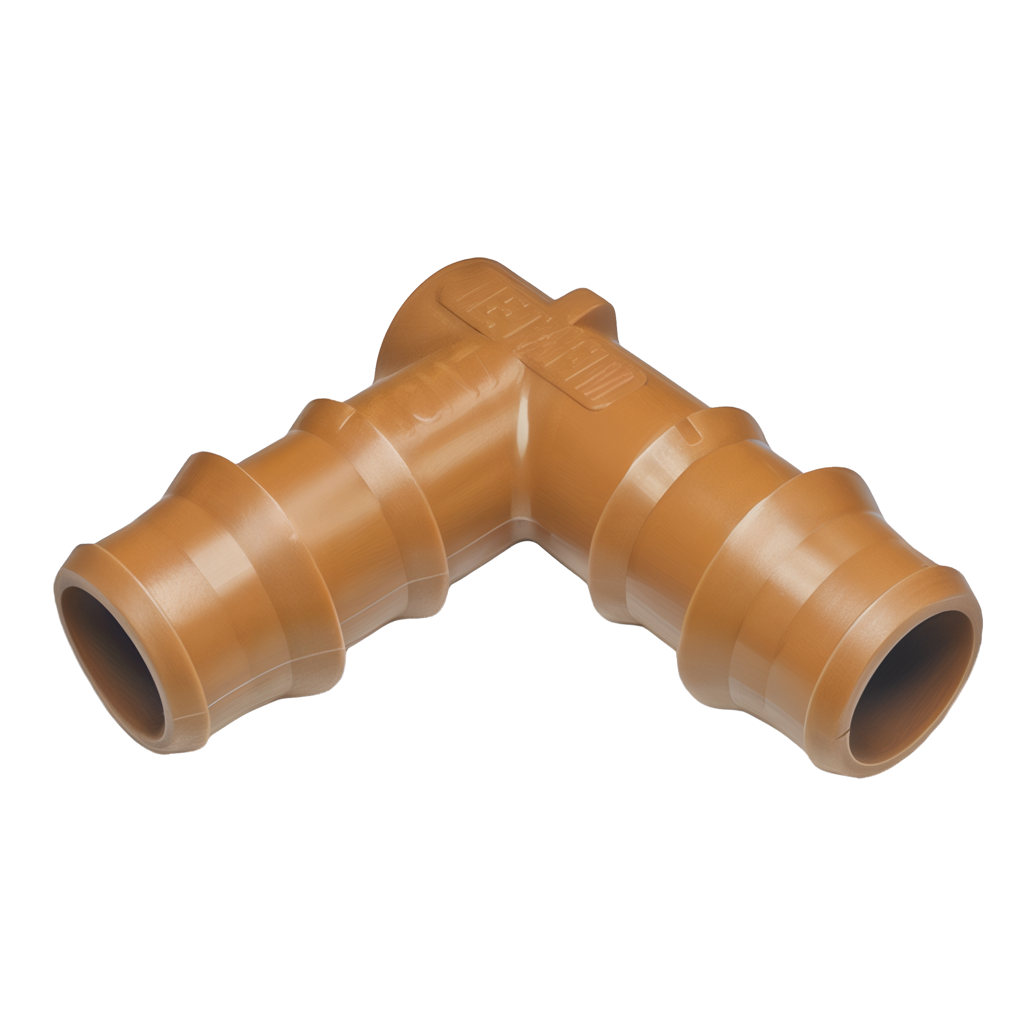 Netafim Techline TLELL 17mm insert elbow 90 degree fitting top-down view showing both barbed inserts