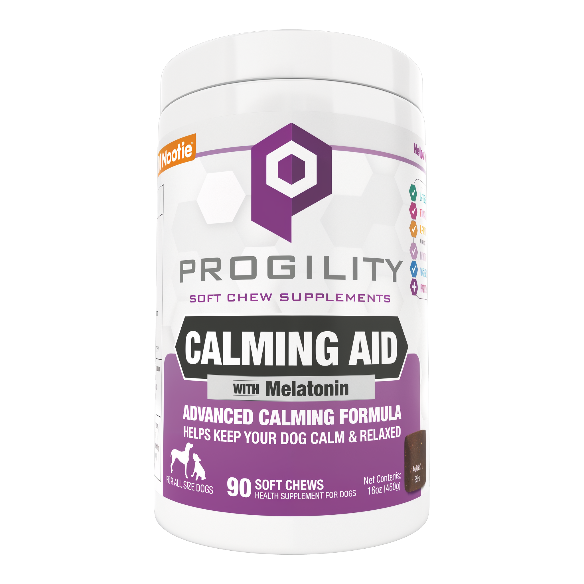 Nootie Progility Calming Aid soft chew supplements with melatonin, 90 count jar