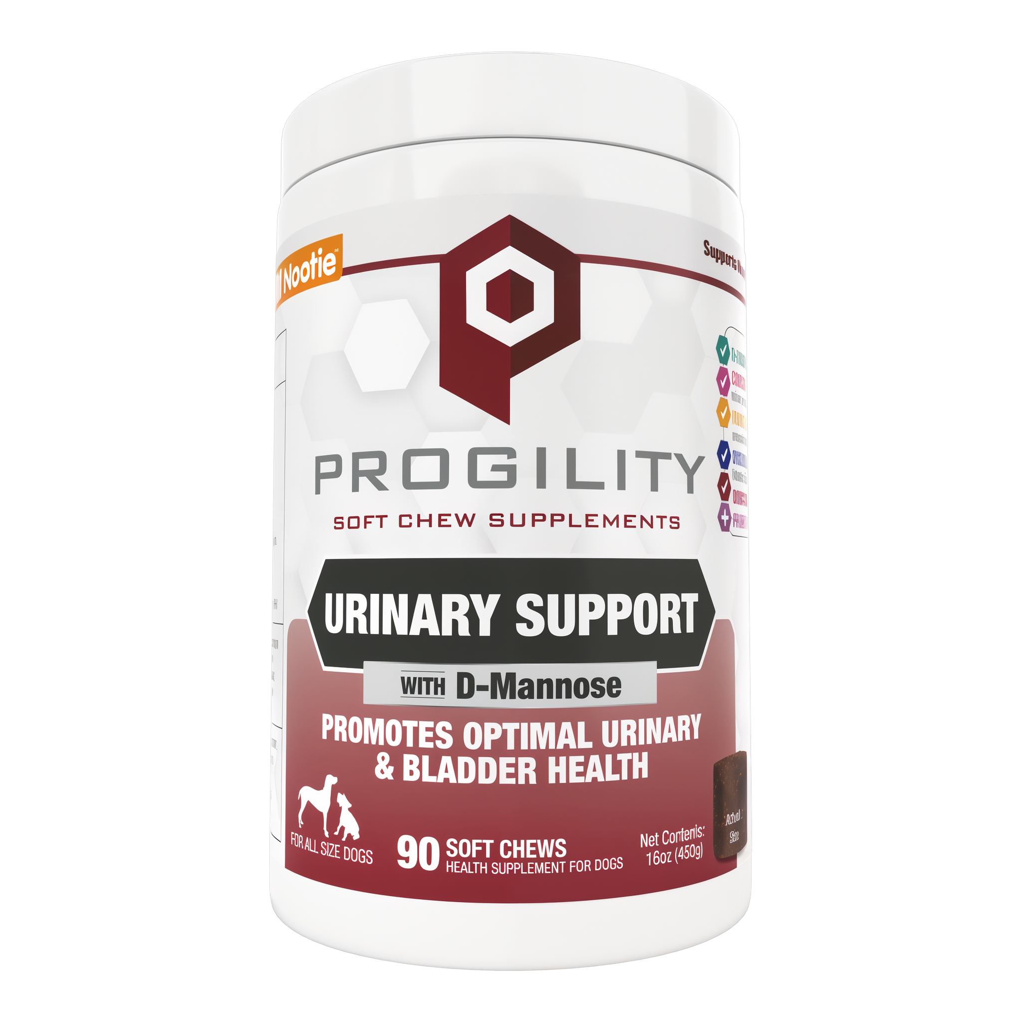Nootie Progility Urinary Support soft chew supplements with D-Mannose, 90 count jar