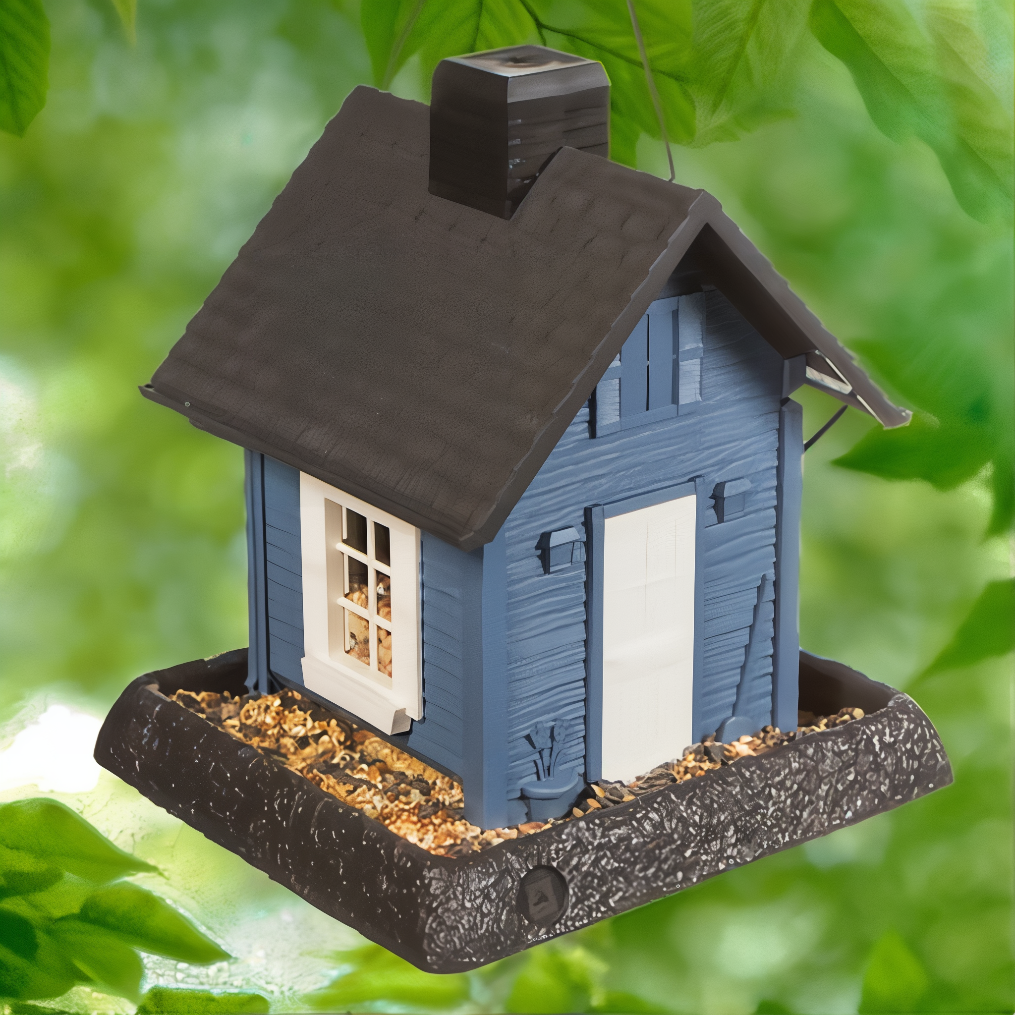 North States Village Collection Blue Cottage Bird Feeder