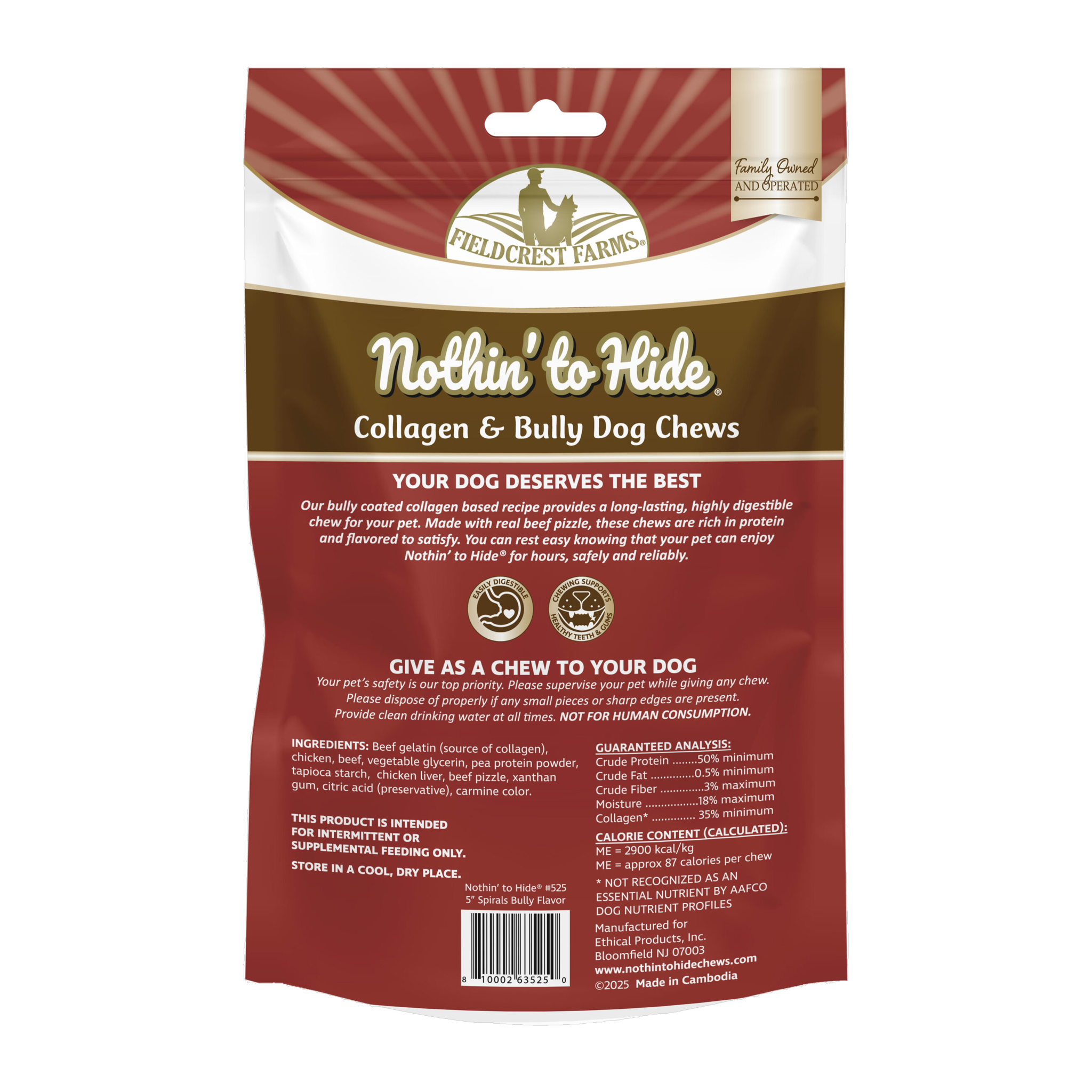 Fieldcrest Farms Nothin' to Hide Bully Spirals Dog Chews 5 in 3-Pack