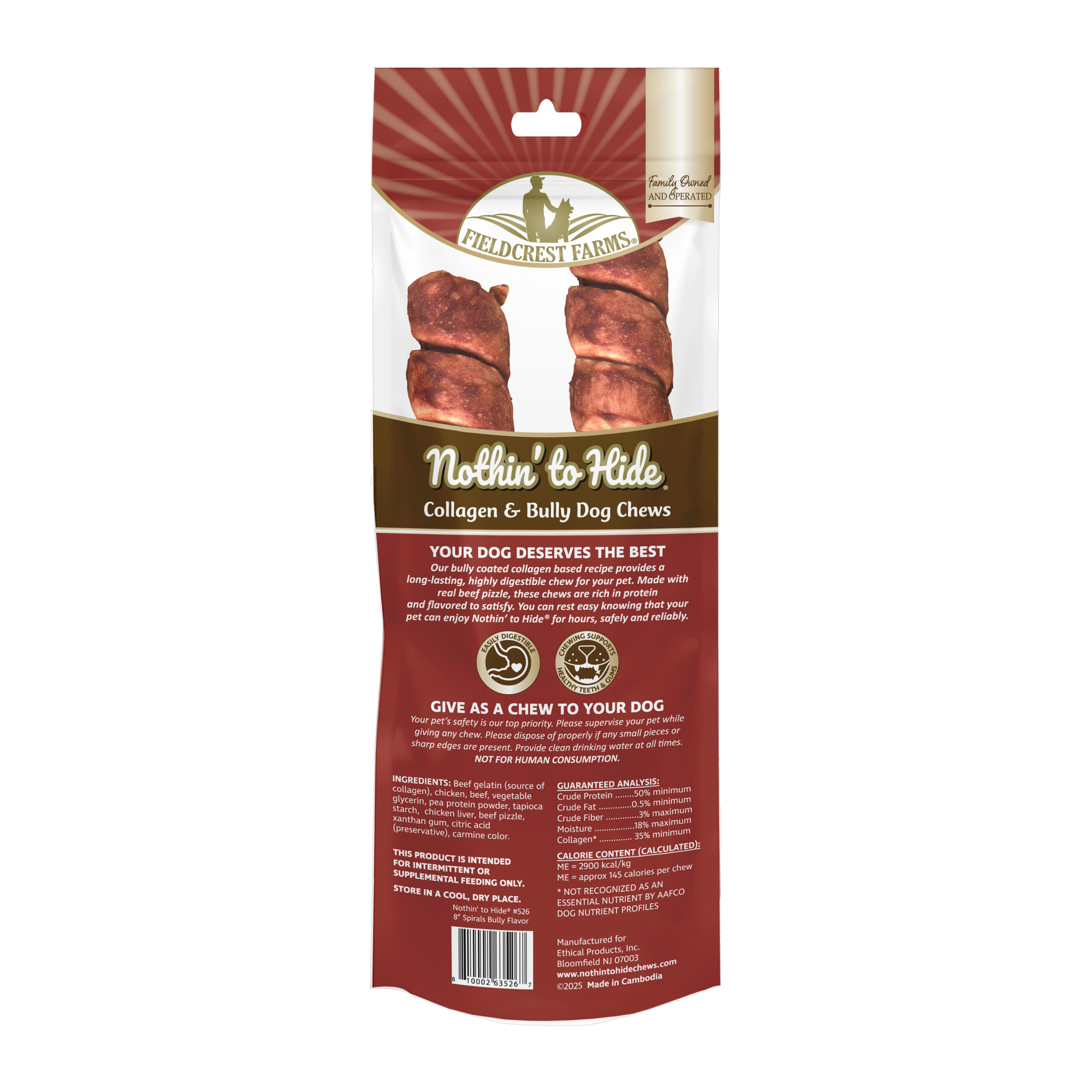 Fieldcrest Farms Nothin' to Hide Bully Spirals Dog Chews 8 in 2-Pack