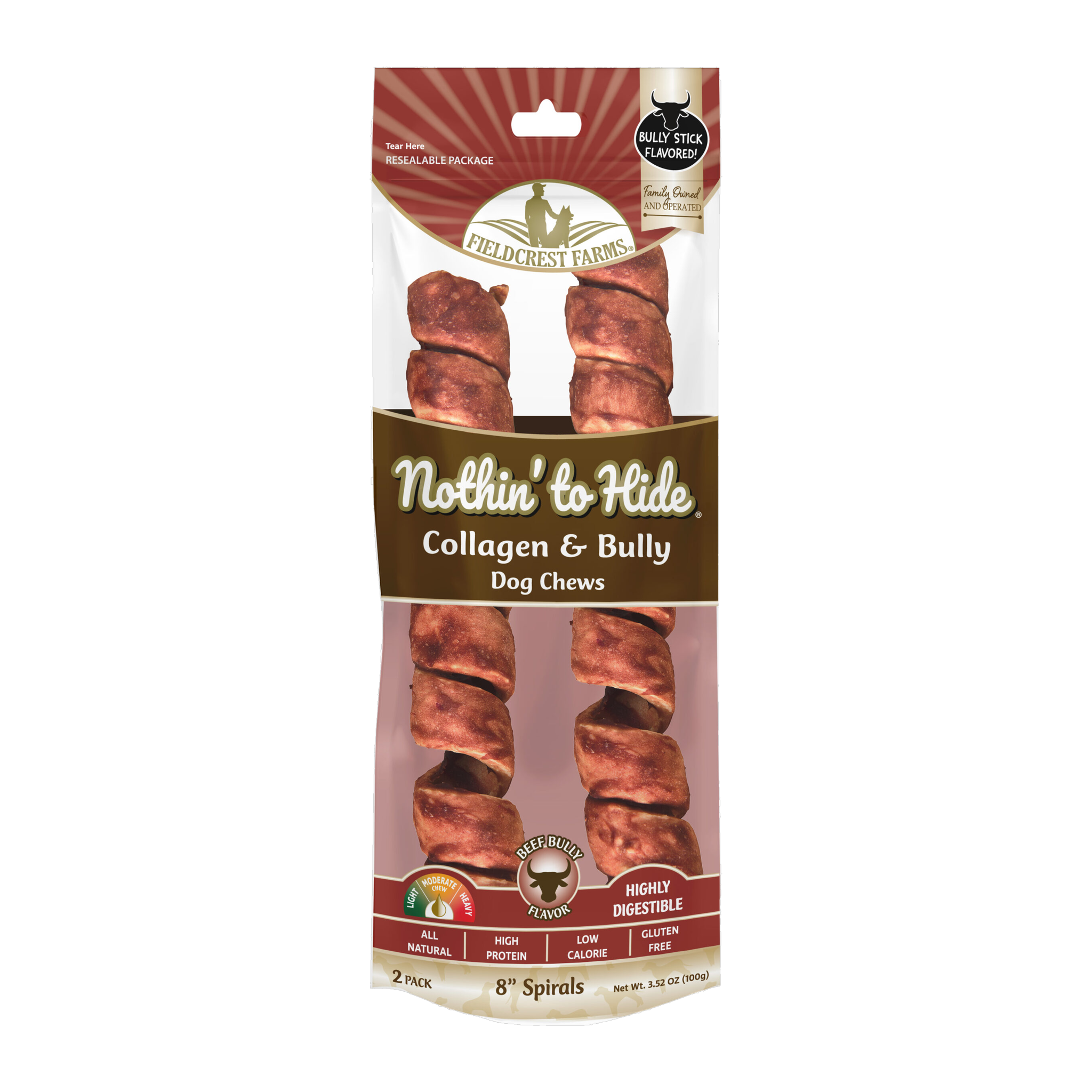 Fieldcrest Farms Nothin' to Hide Bully Spirals Dog Chews 8 in 2-Pack