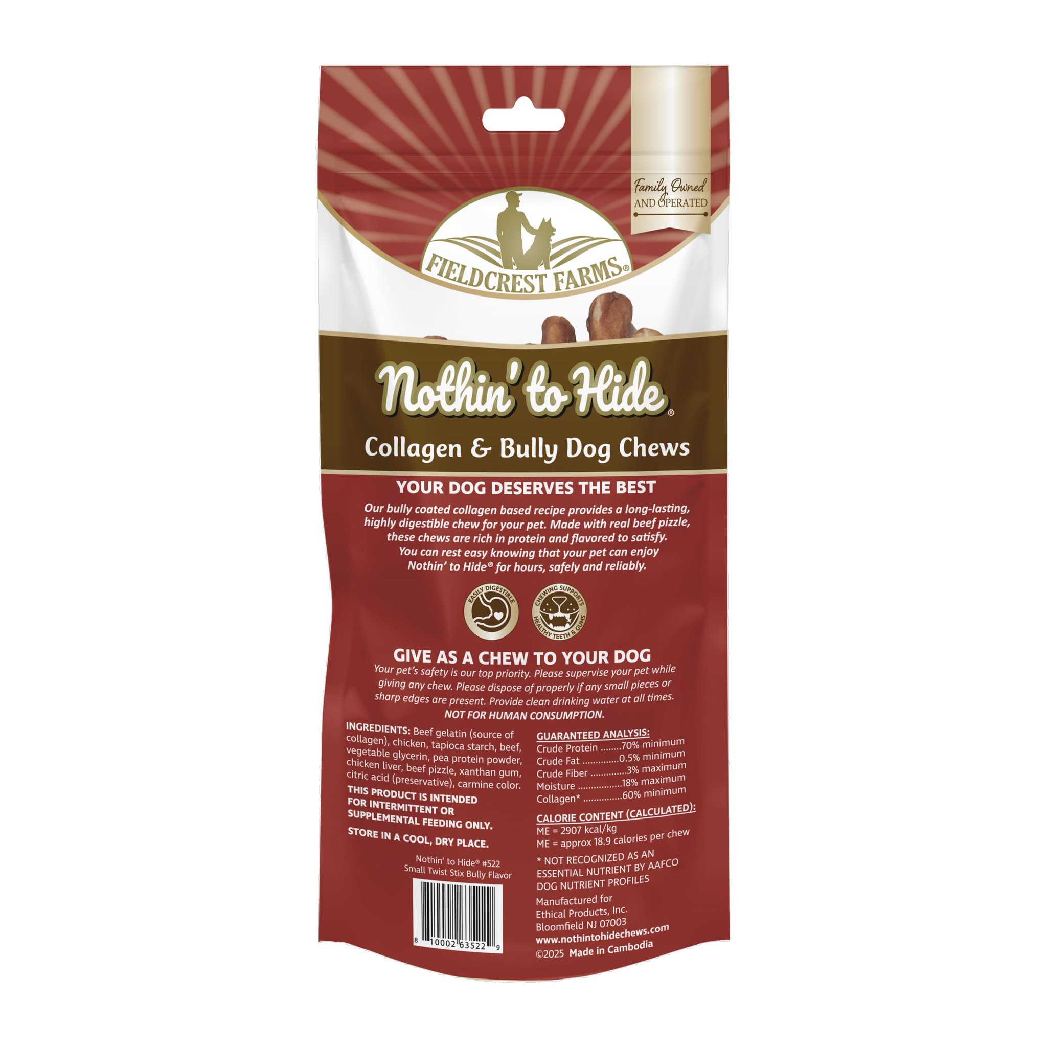 Fieldcrest Farms Nothin' to Hide Twist Stix Bully Dog Chews, 10 Pack product image