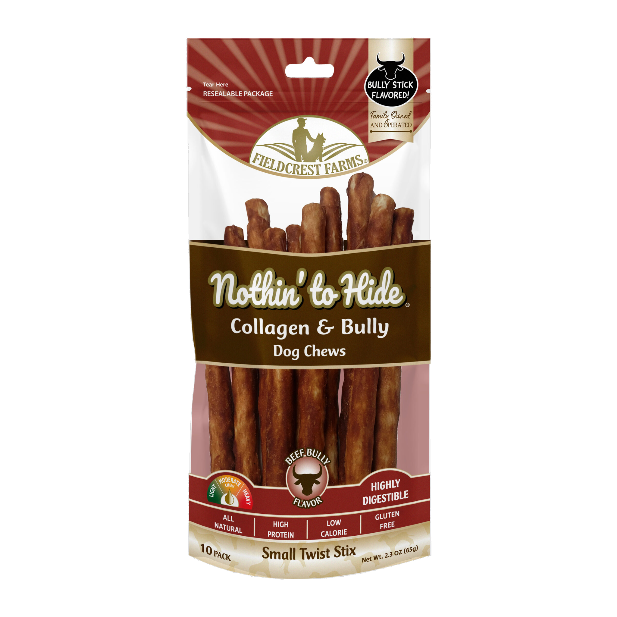 Fieldcrest Farms Nothin' to Hide Twist Stix Bully Dog Chews, 10 Pack product image