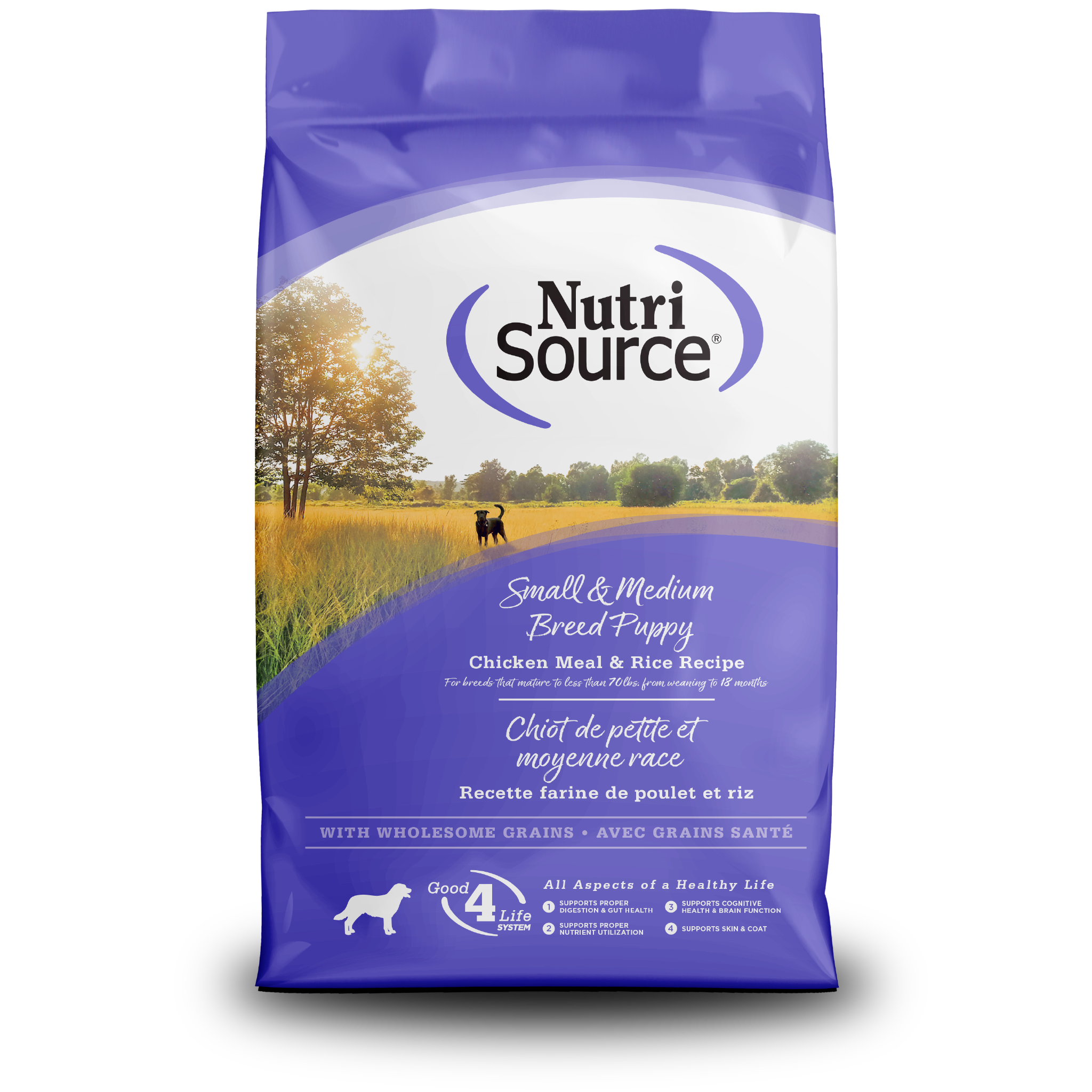 NutriSource Small & Medium Breed Puppy Chicken Meal & Rice Recipe Dry Dog Food bag
