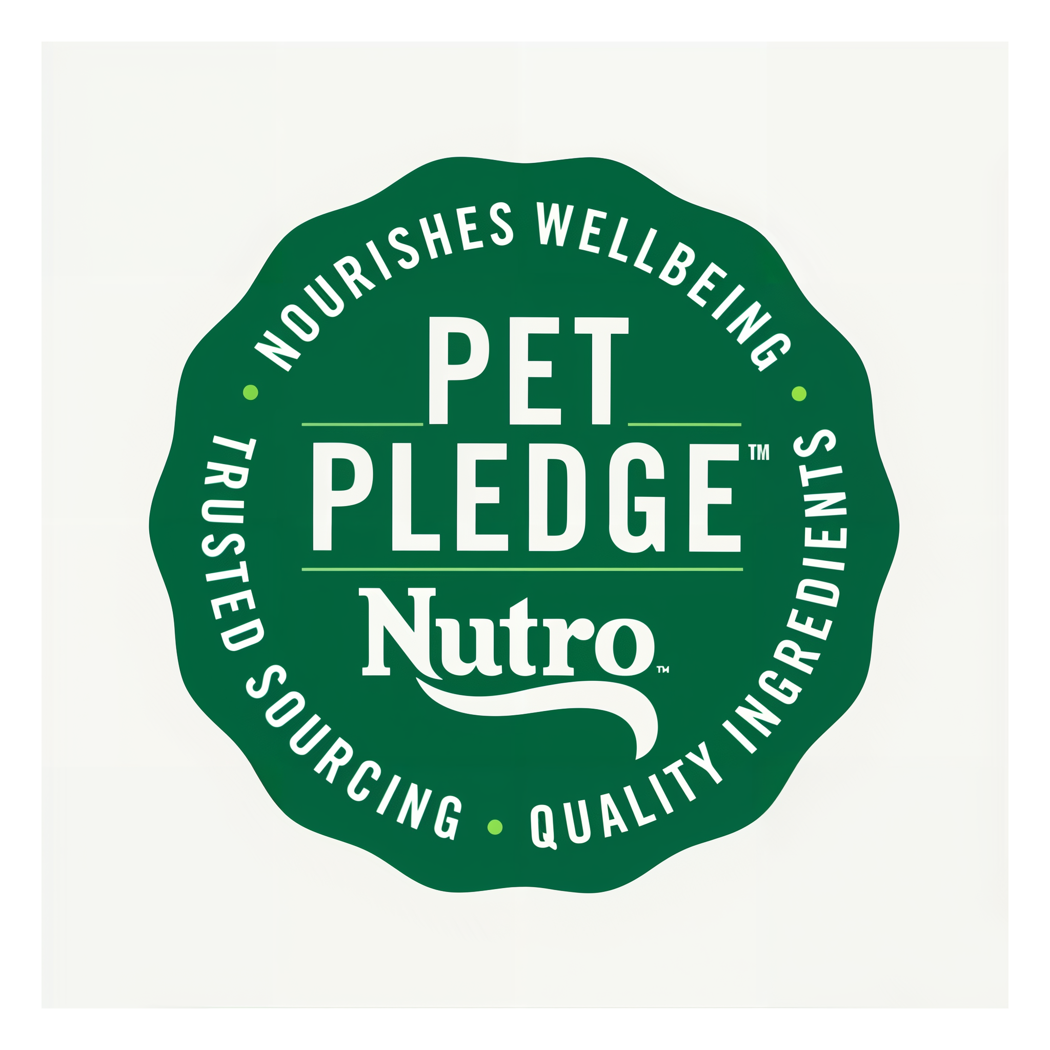 Nutro Pet Pledge: nourishes wellbeing, trusted sourcing, quality ingredients