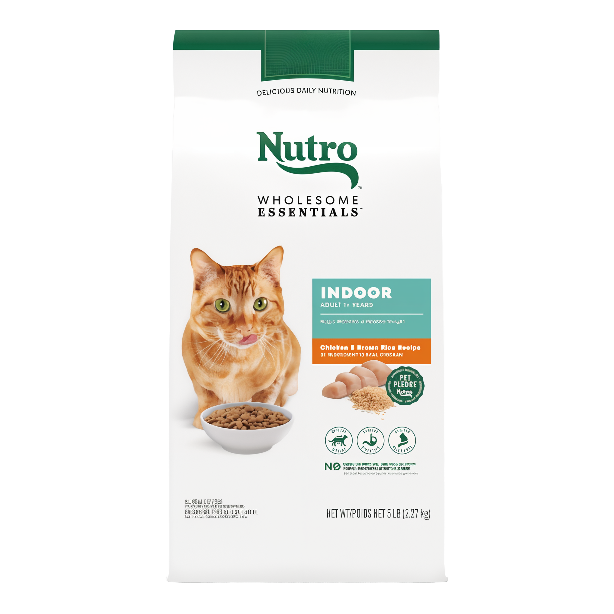 Nutro Wholesome Essentials Indoor Adult Formula with Chicken & Brown Rice Recipe Dry Cat Food bag front