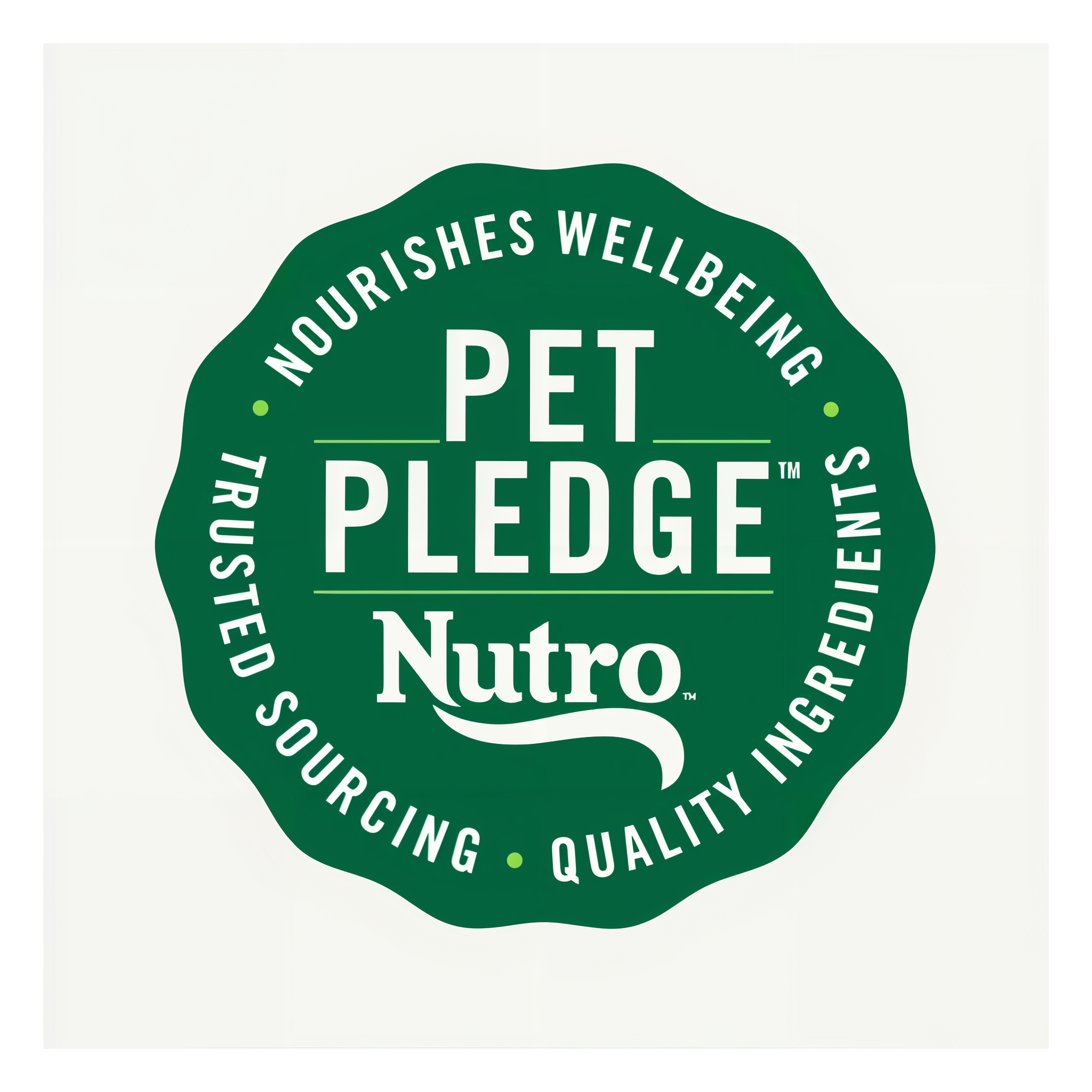 Nutro Pet Pledge: nourishes wellbeing, trusted sourcing, quality ingredients
