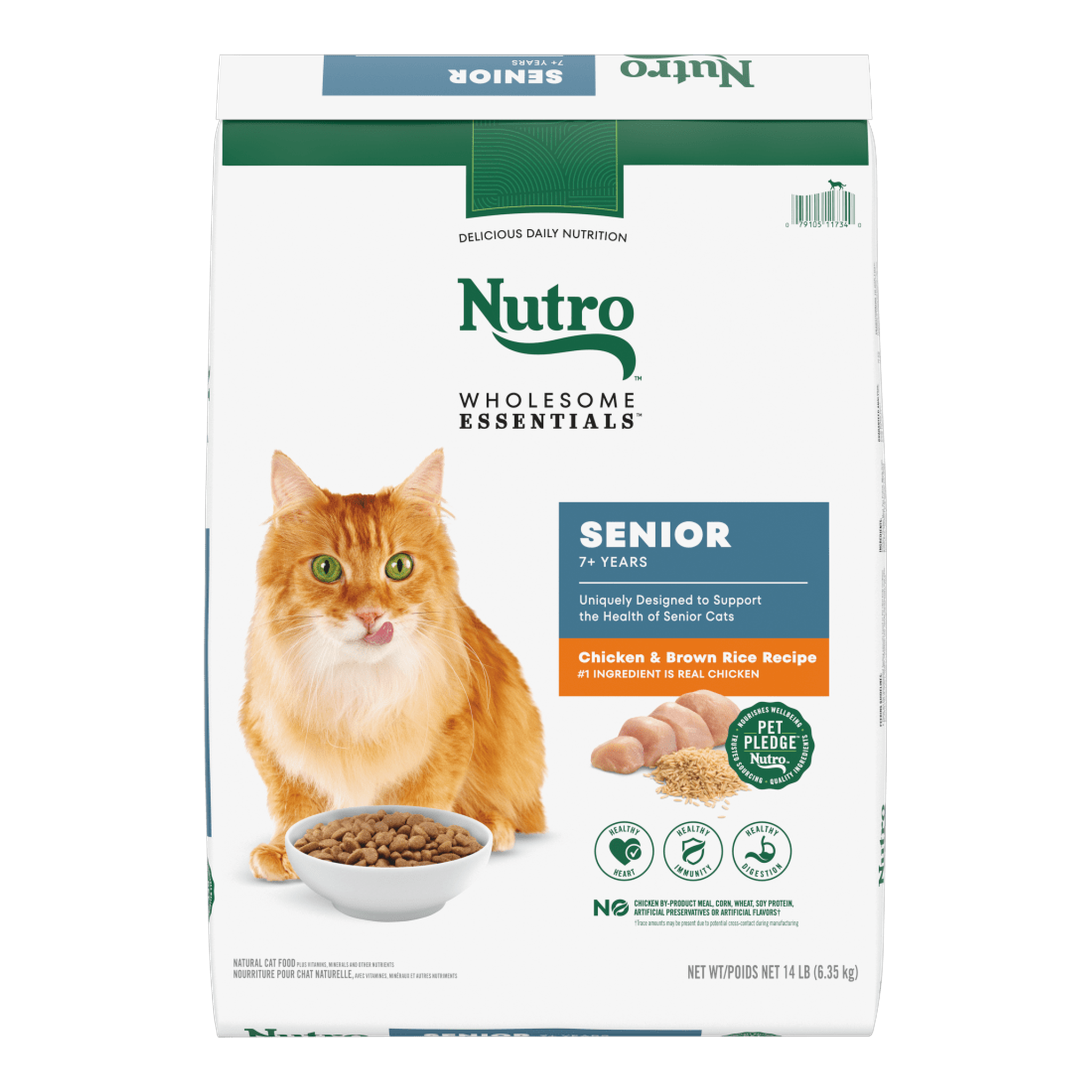 Nutro Wholesome Essentials Senior Formula with Chicken & Brown Rice Recipe dry cat food 14 lb bag