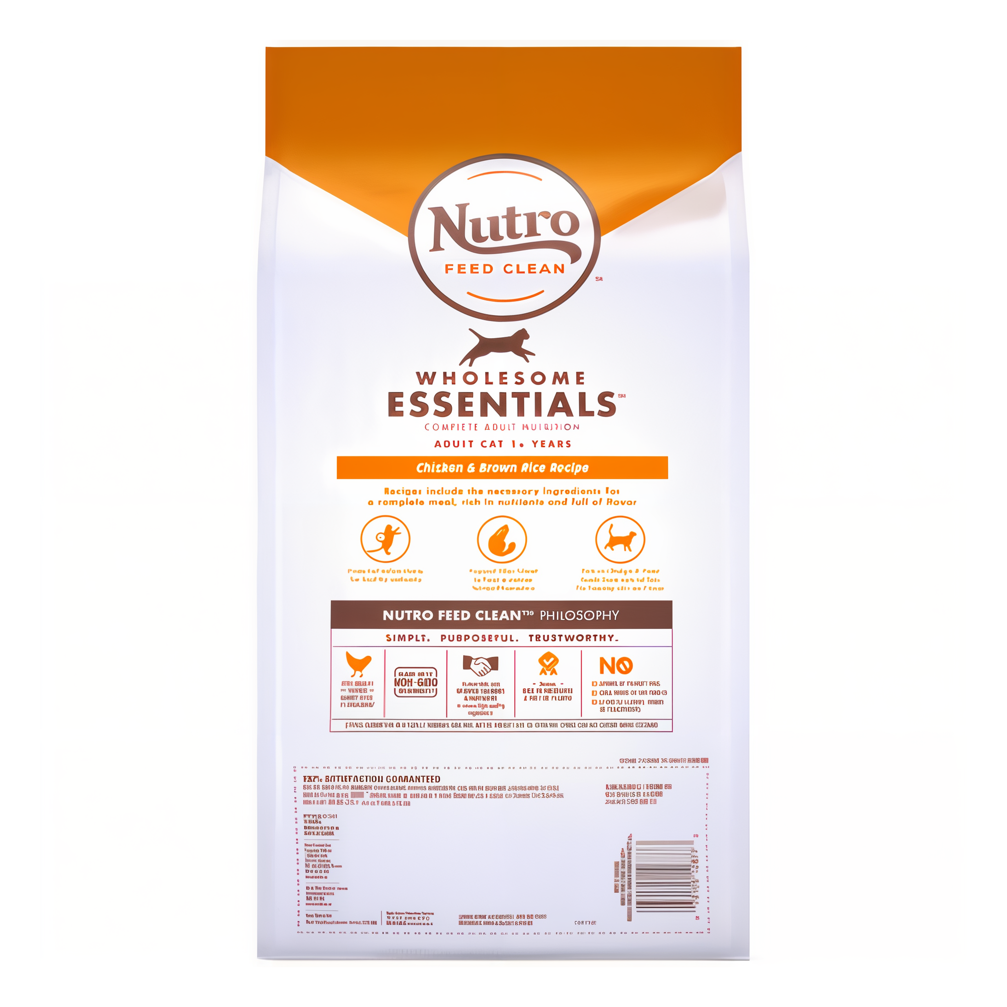 Back of the Hairball Control bag describing antioxidants for immunity, natural fiber blend for hairballs, and omega-6 fatty acids