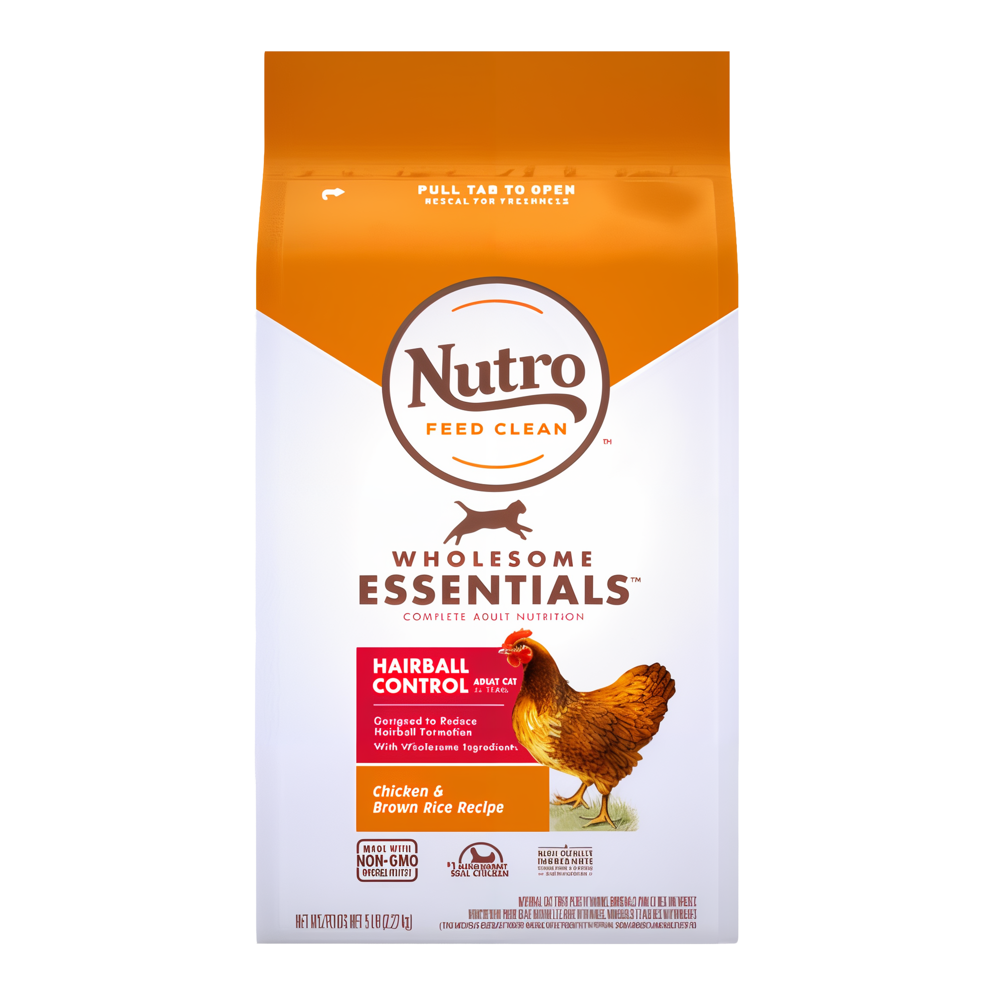 Nutro Wholesome Essentials Hairball Control Chicken and Brown Rice dry cat food bag front