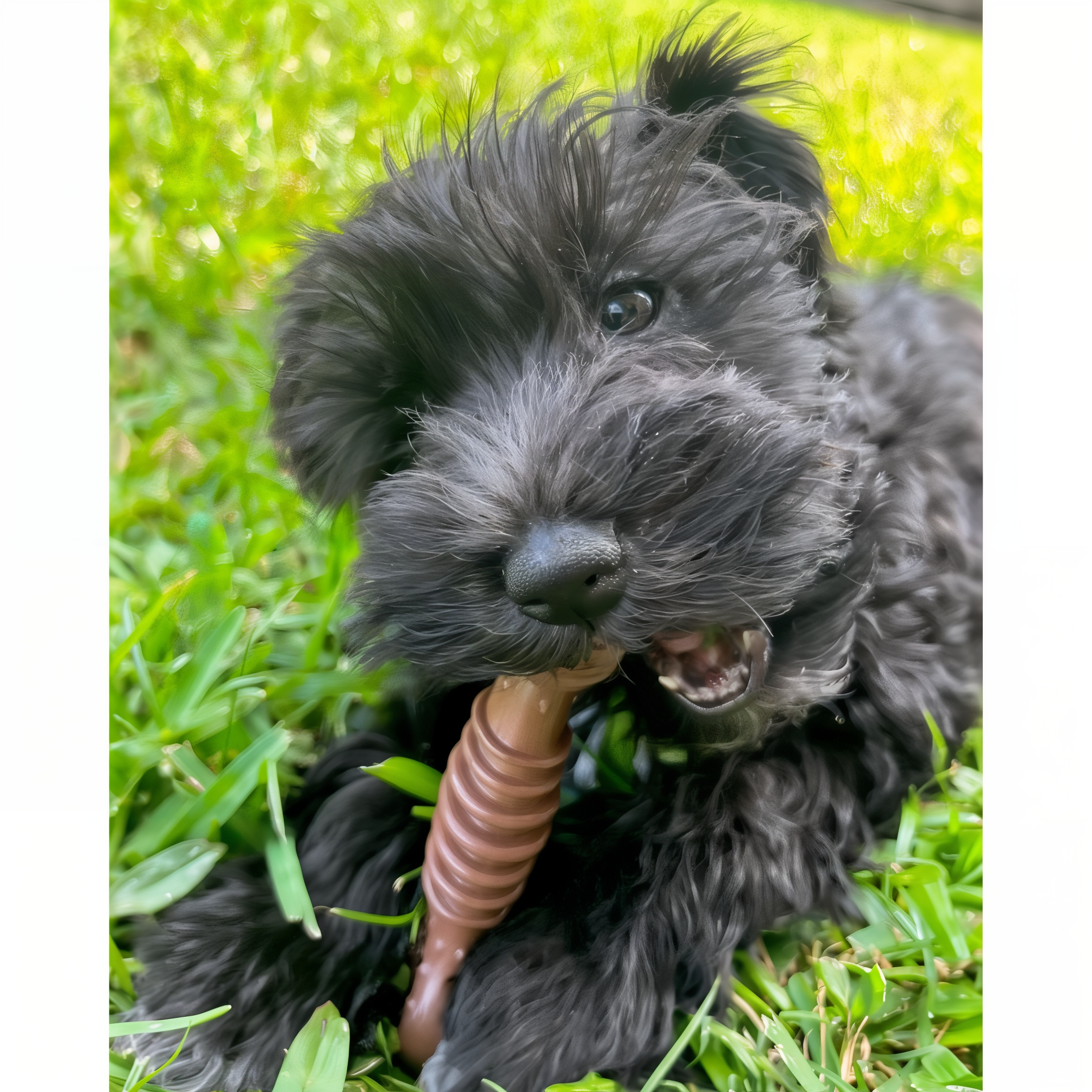 Dog chewing the Nylabone Power Chew Groove Bone Flavor Medley Small, view 1