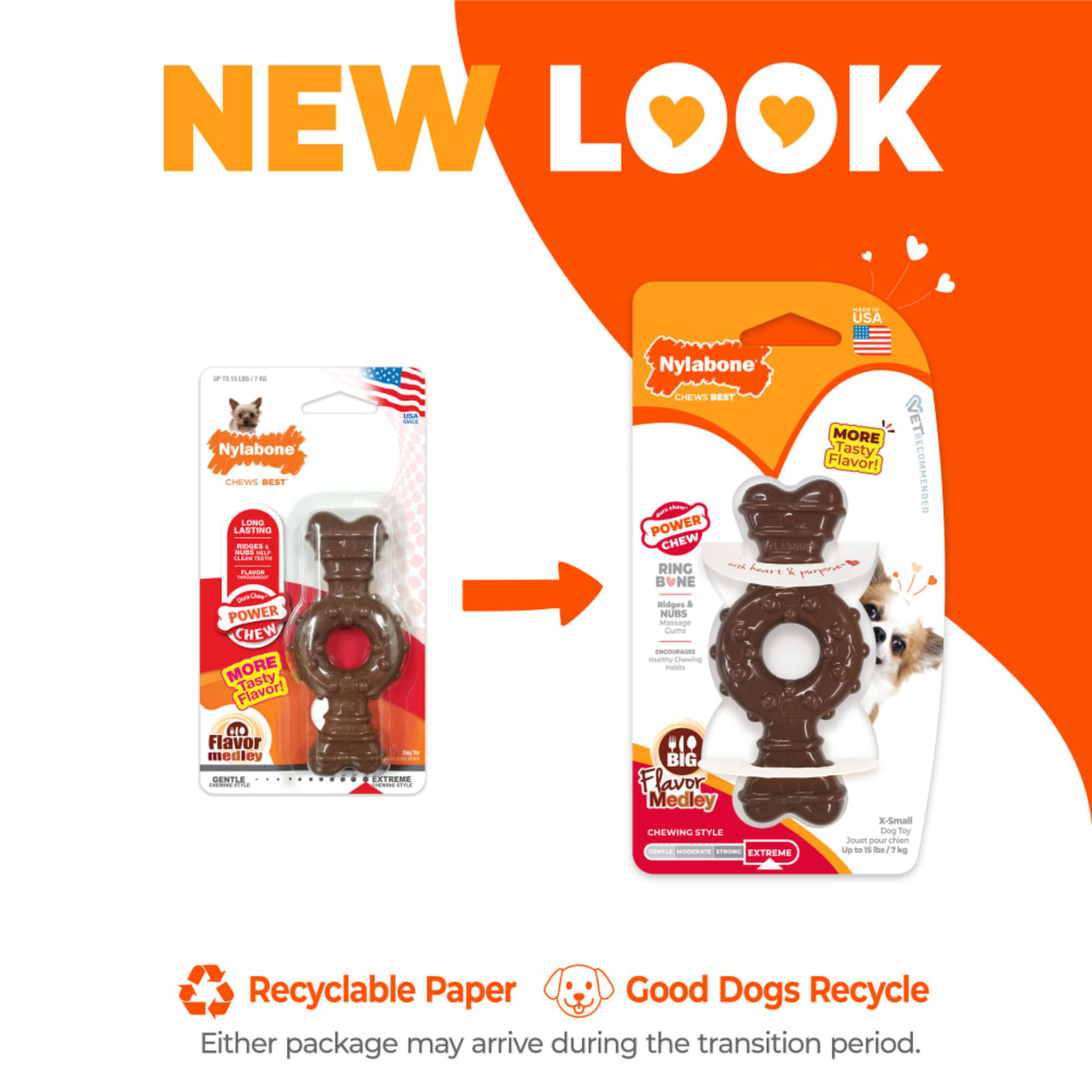 Nylabone Power Chew Ring Bone Flavor Medley X-Small new package look
