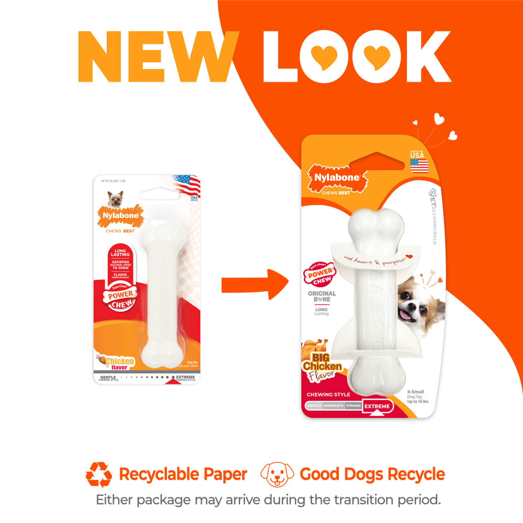 Nylabone Power Chew Original Bone Chicken X-Small new package look