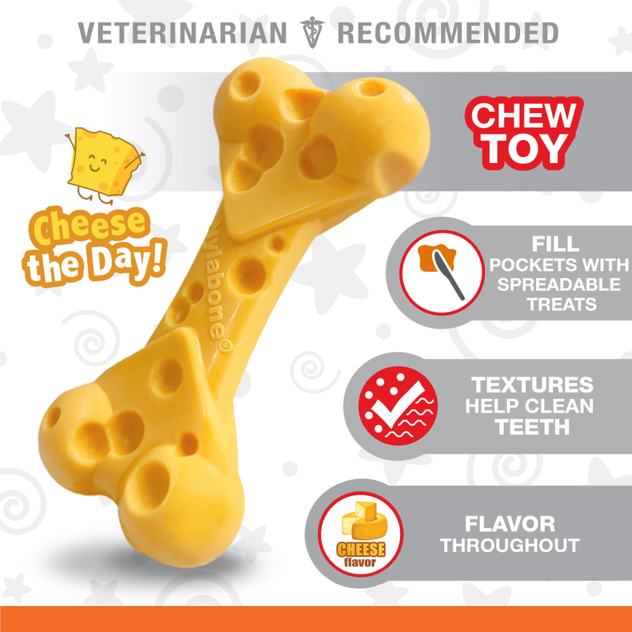 Nylabone Power Chew Cheese Bone product information (Large)