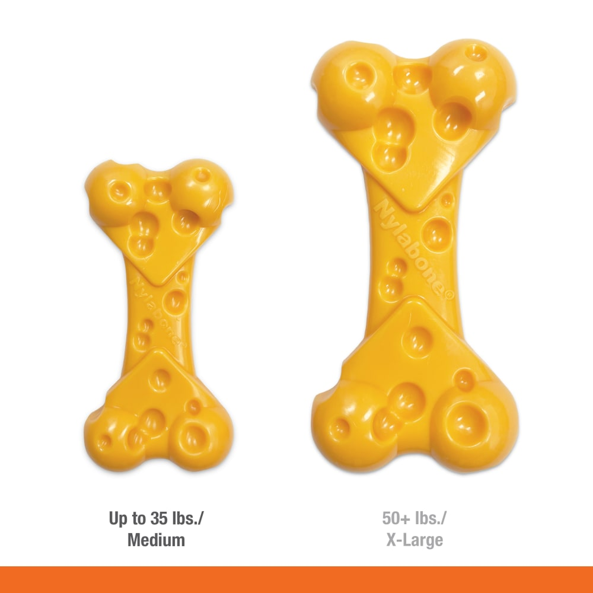 Nylabone Power Chew Cheese Bone size comparison (Medium)