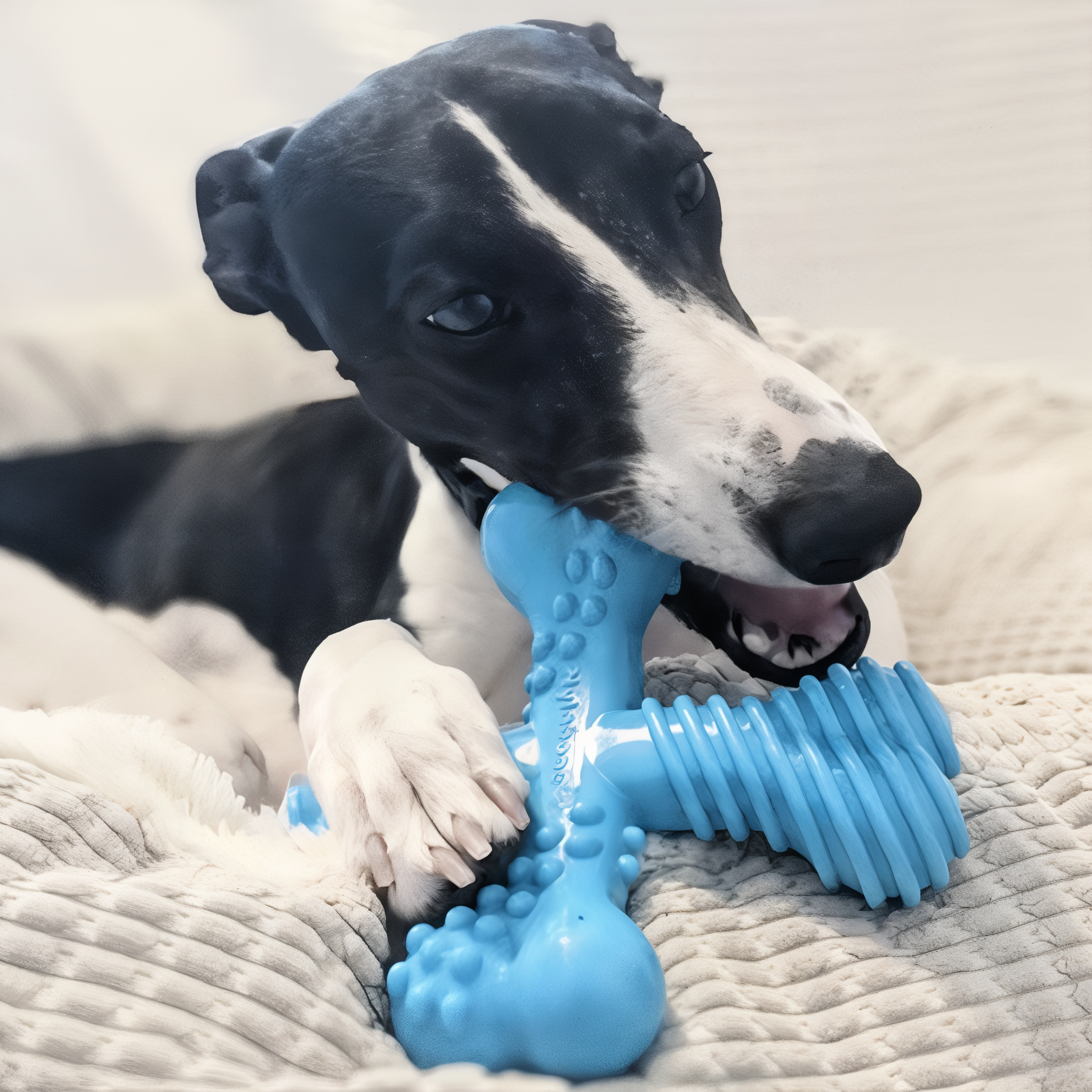 Dog chewing the Nylabone Power Chew Comfort Hold X Bone Beef (Giant)
