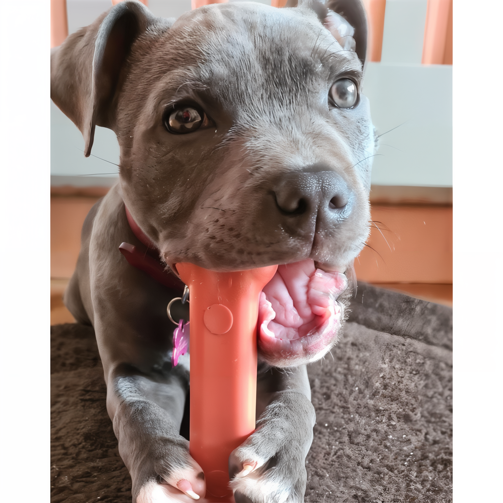 Dog chewing the Nylabone Power Chew Original Bone Bacon Medium
