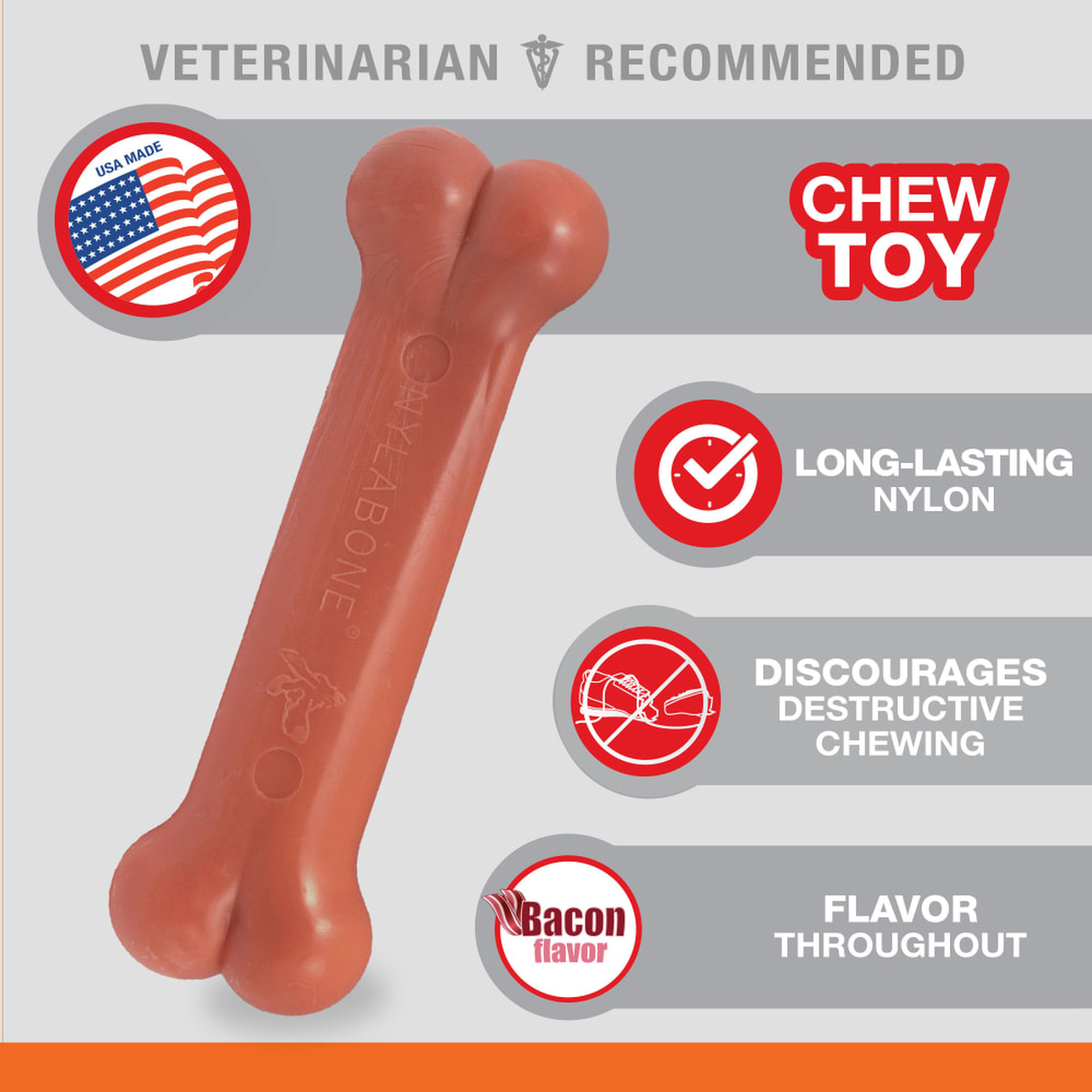Nylabone Power Chew Original Bone Bacon Medium product information