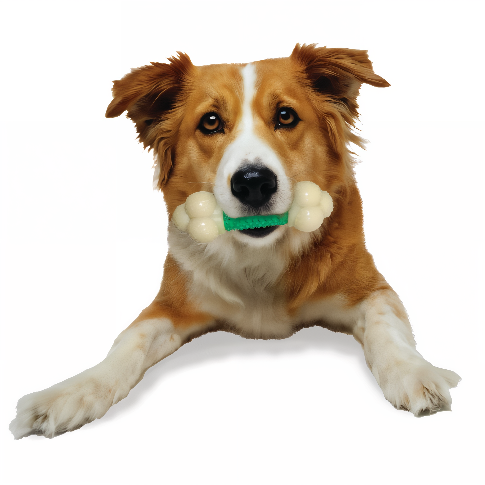 Dog chewing the Nylabone Power Chew Double Action Bone Bacon Medium