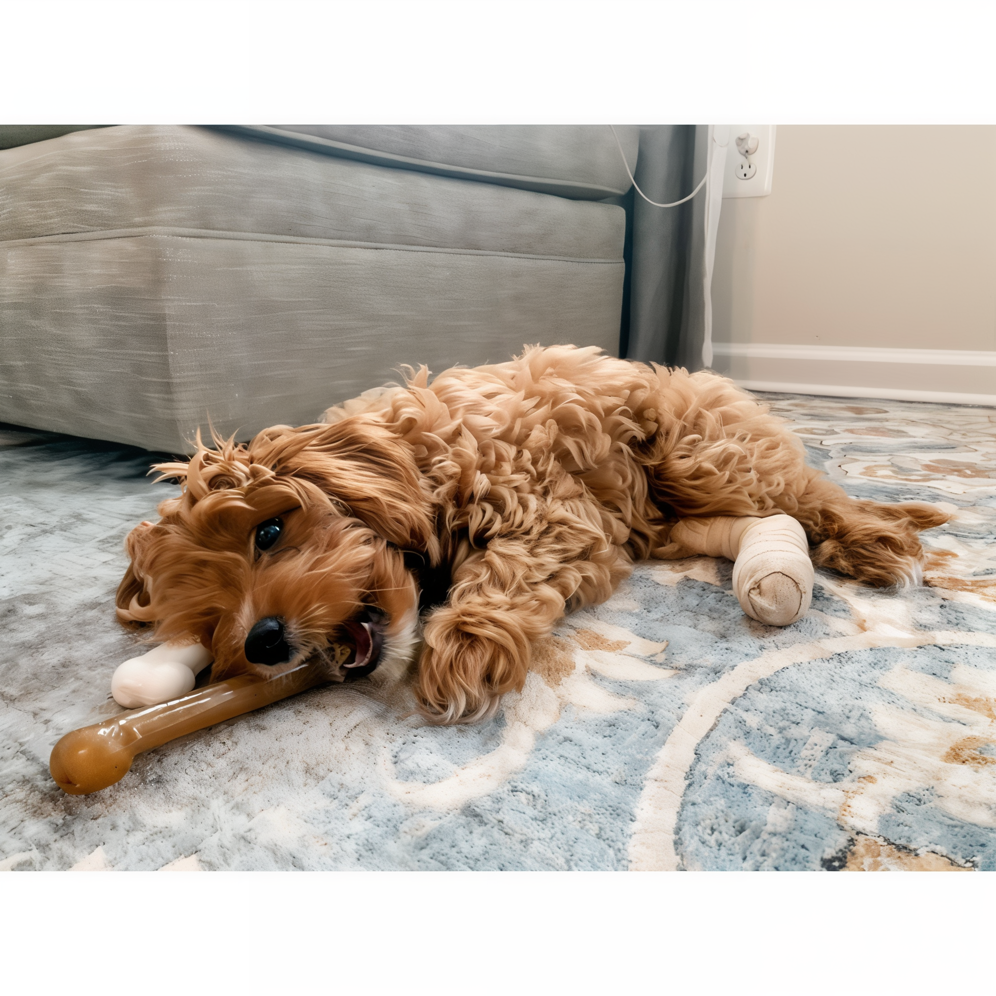 Dog chewing the Nylabone Power Chew Original Bone (Chicken, Large)