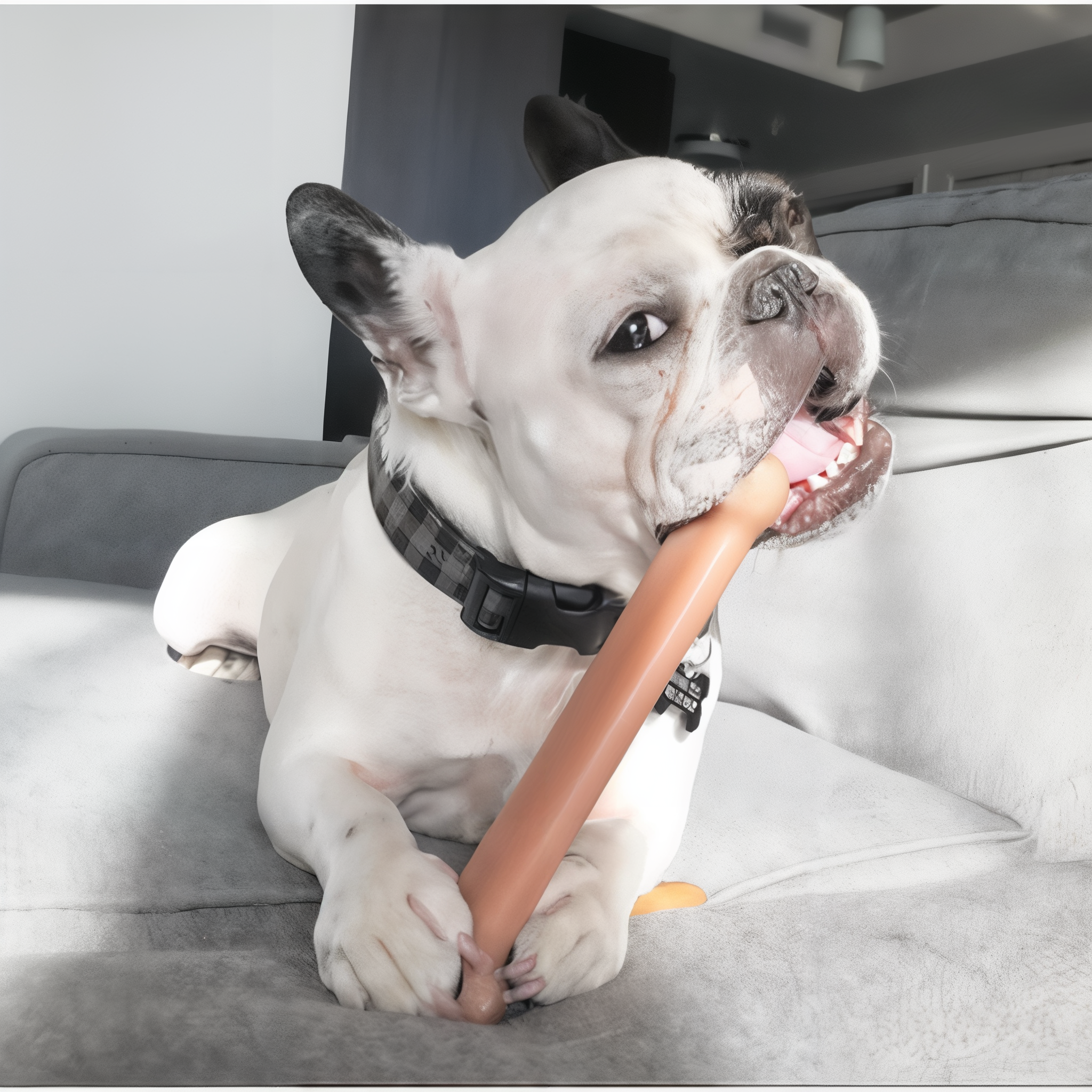 Dog chewing the Nylabone Power Chew Original Bone (Bacon, Large)