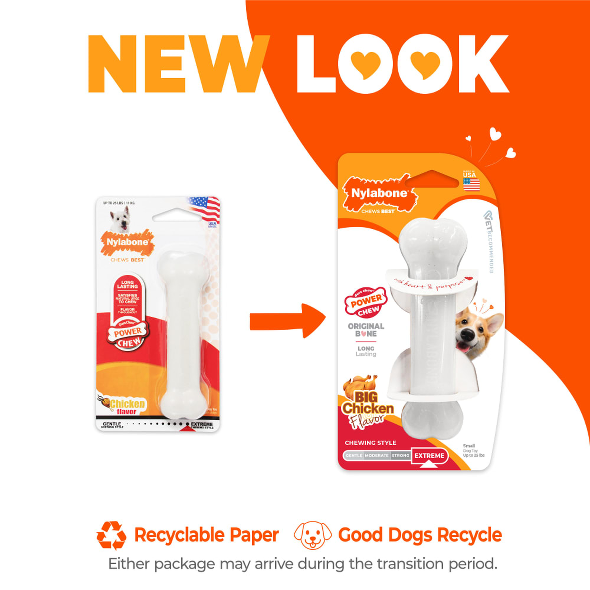 Nylabone Power Chew Original Bone new package look (Chicken, Small)