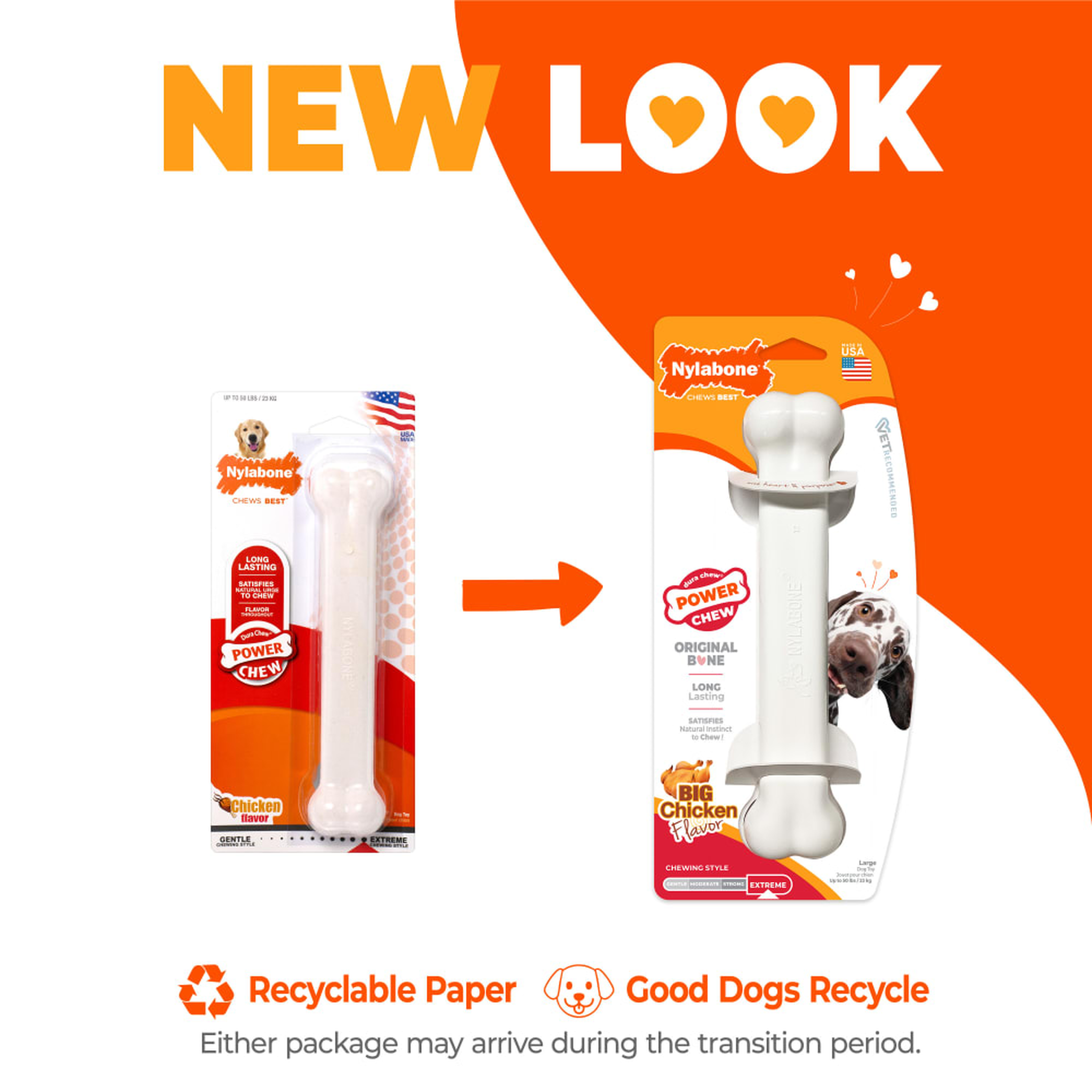 Nylabone Power Chew Original Bone new package look (Chicken, Large)