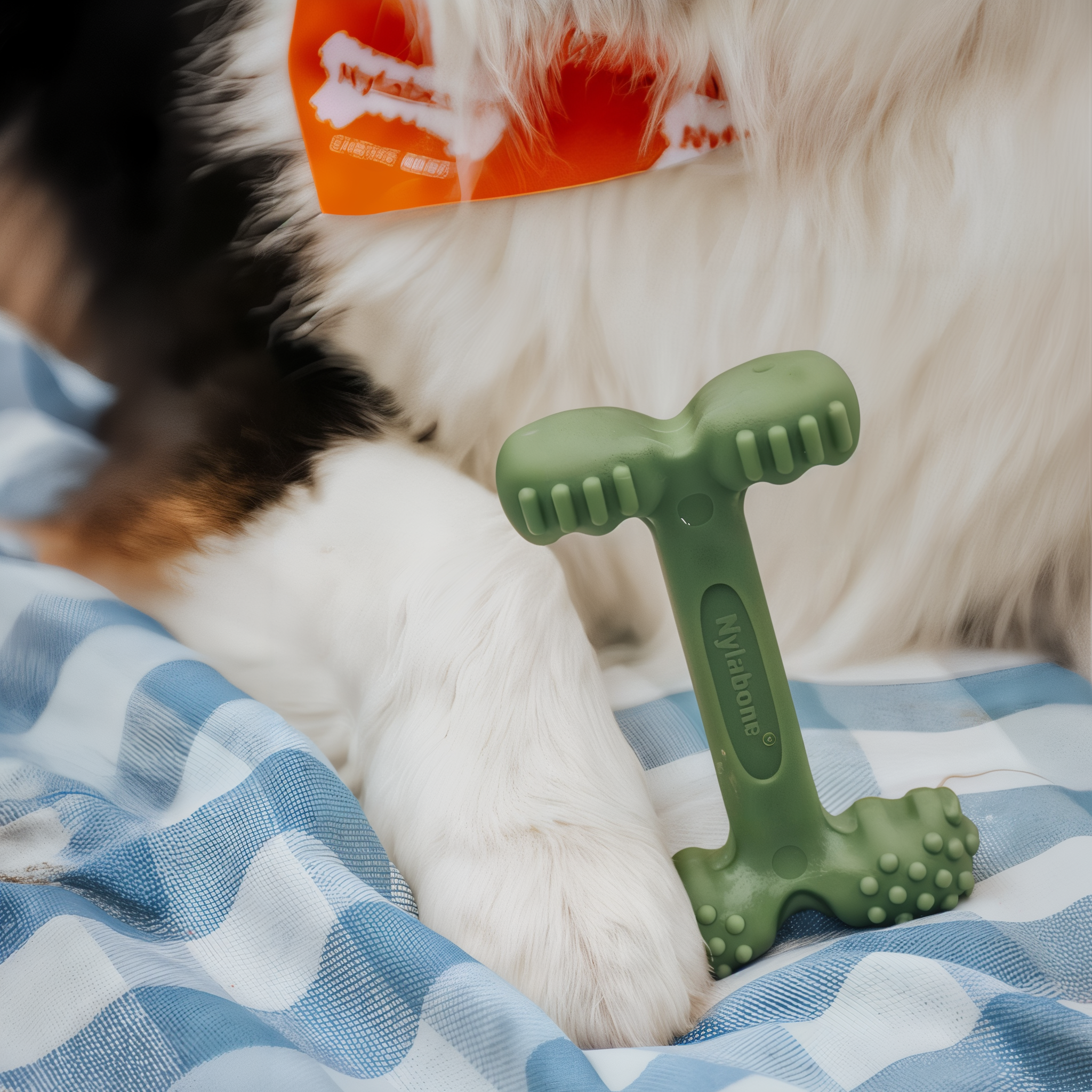 Dog chewing the Nylabone Power Chew Easy Hold Bone Bacon Large, view 1