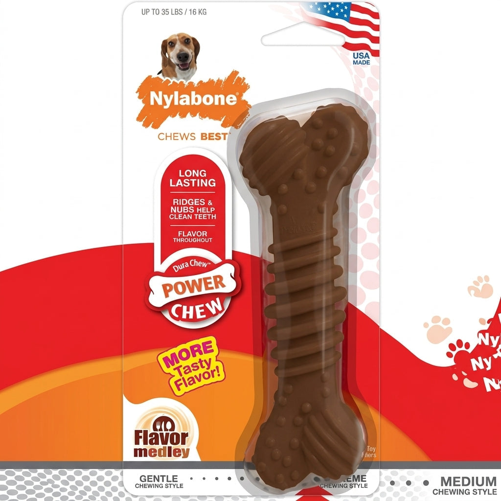 Nylabone Dura Chew Power Chew Textured Dog Bone Durable Dry Chew Toy