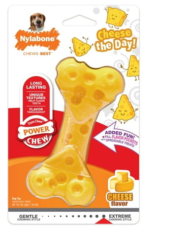 Nylabone Power Chew Cheese Dog Toy, medium size for powerful chewers